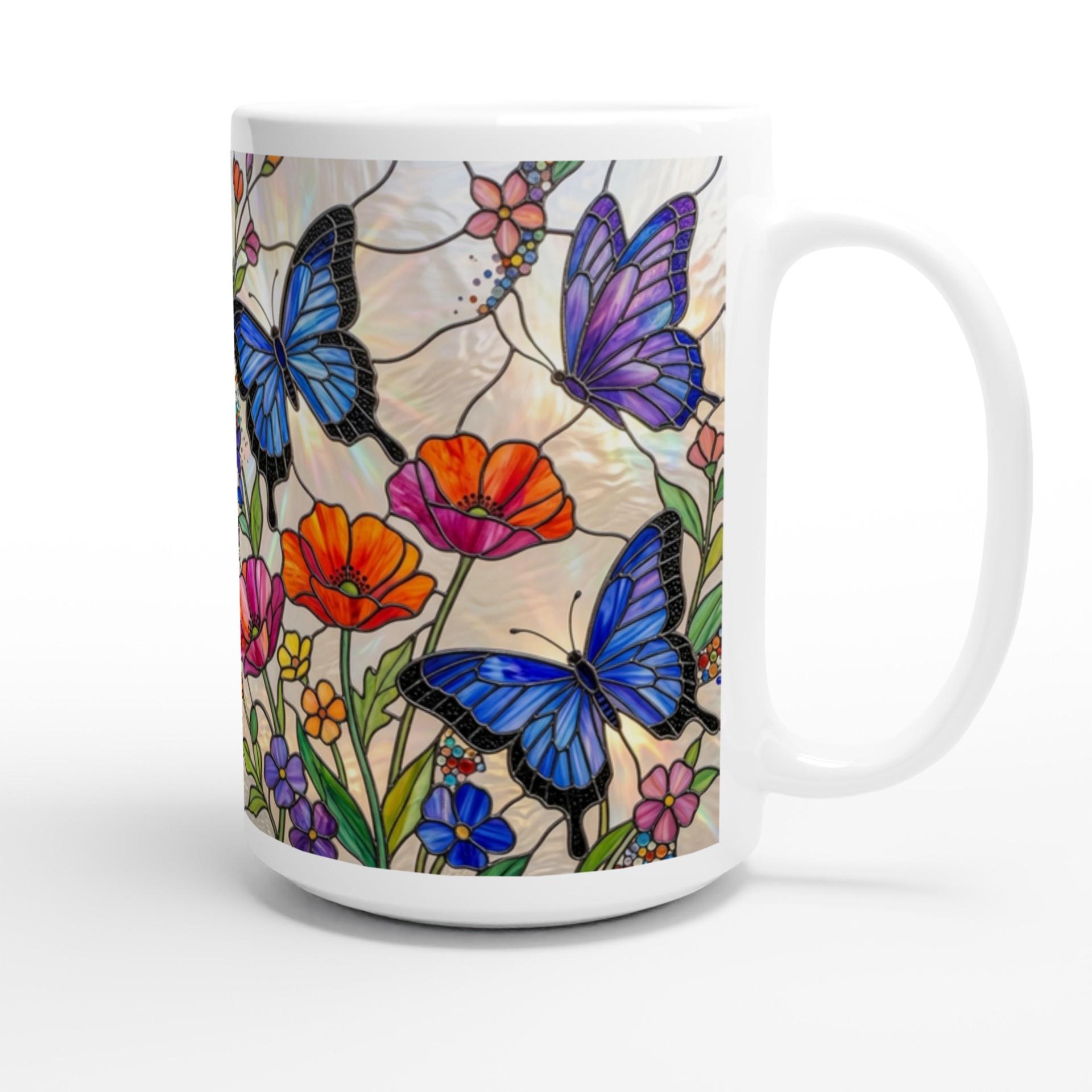 Set of Big Mugs, Butterfly Cup Set, Large 15 oz Matching Cups