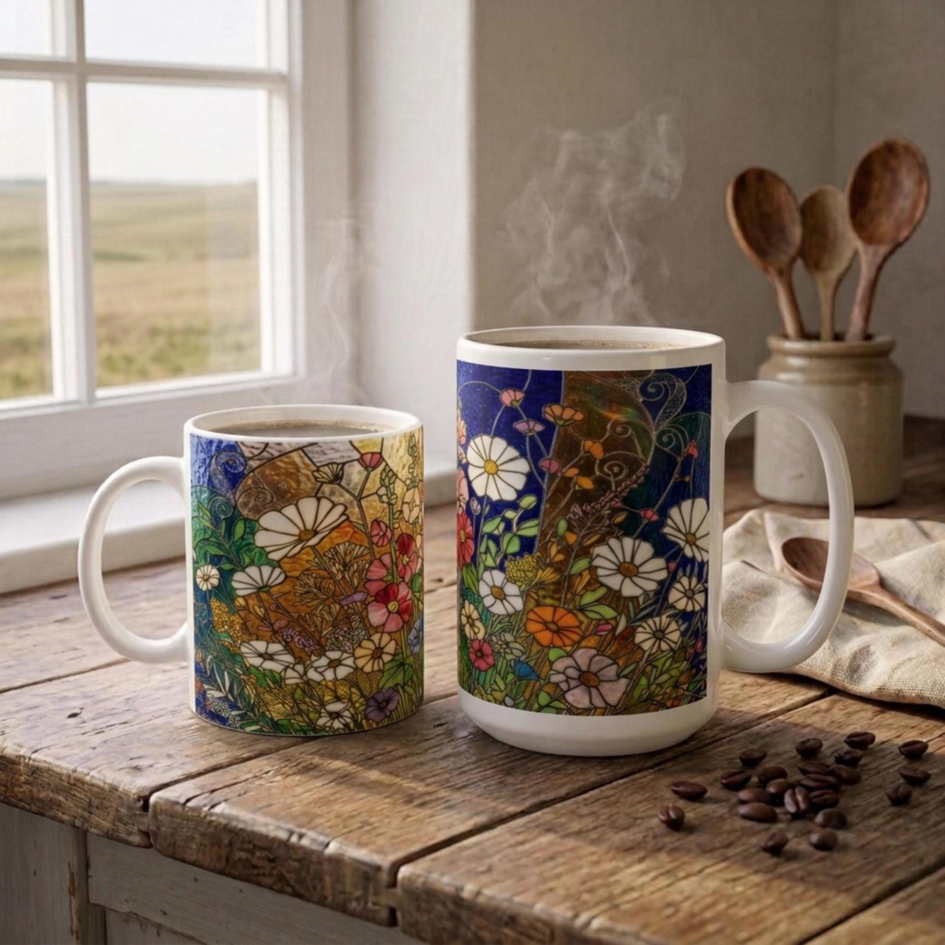 Floral Cups -  Large and Small Ceramic Mugs
