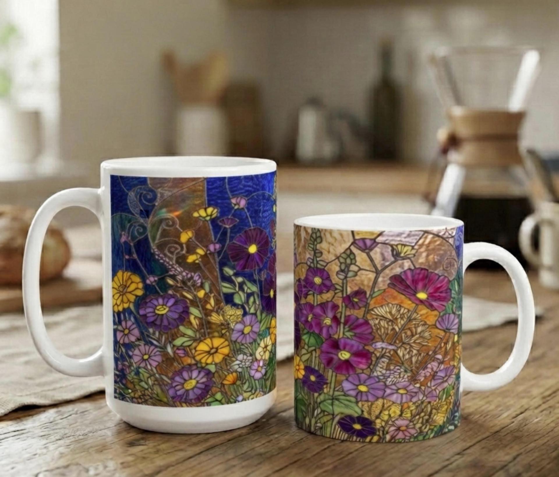 Floral Cups -  Large and Small Ceramic Mugs