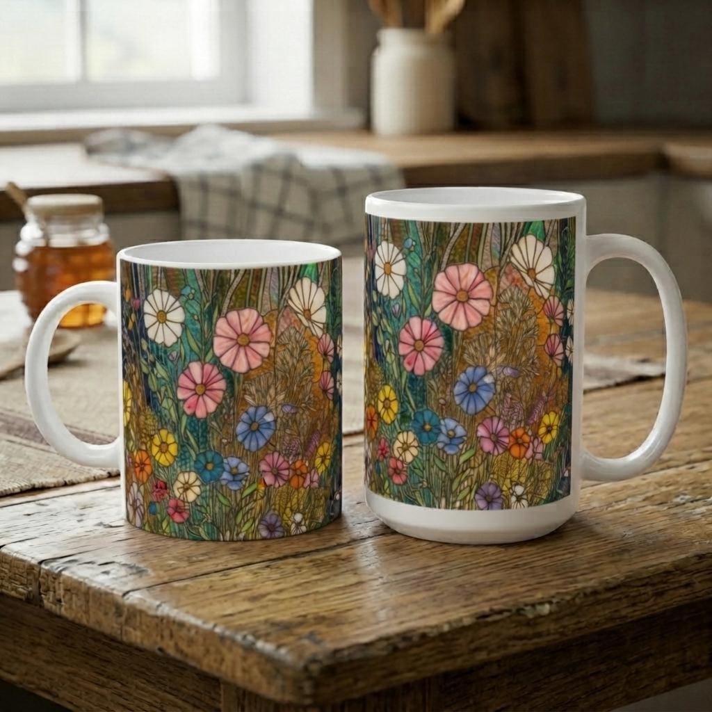 Floral Cups -  Large and Small Ceramic Mugs