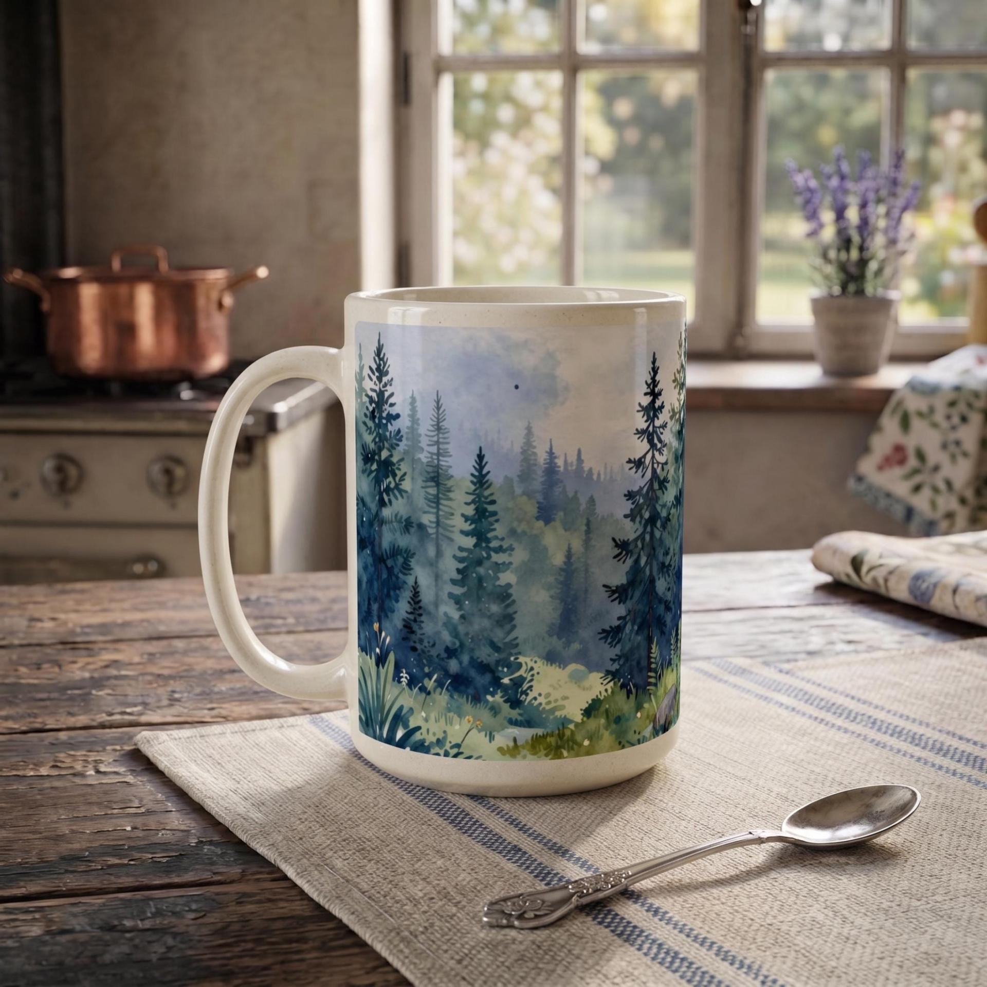 Forest Cups Set -  Large and Small Ceramic Mugs