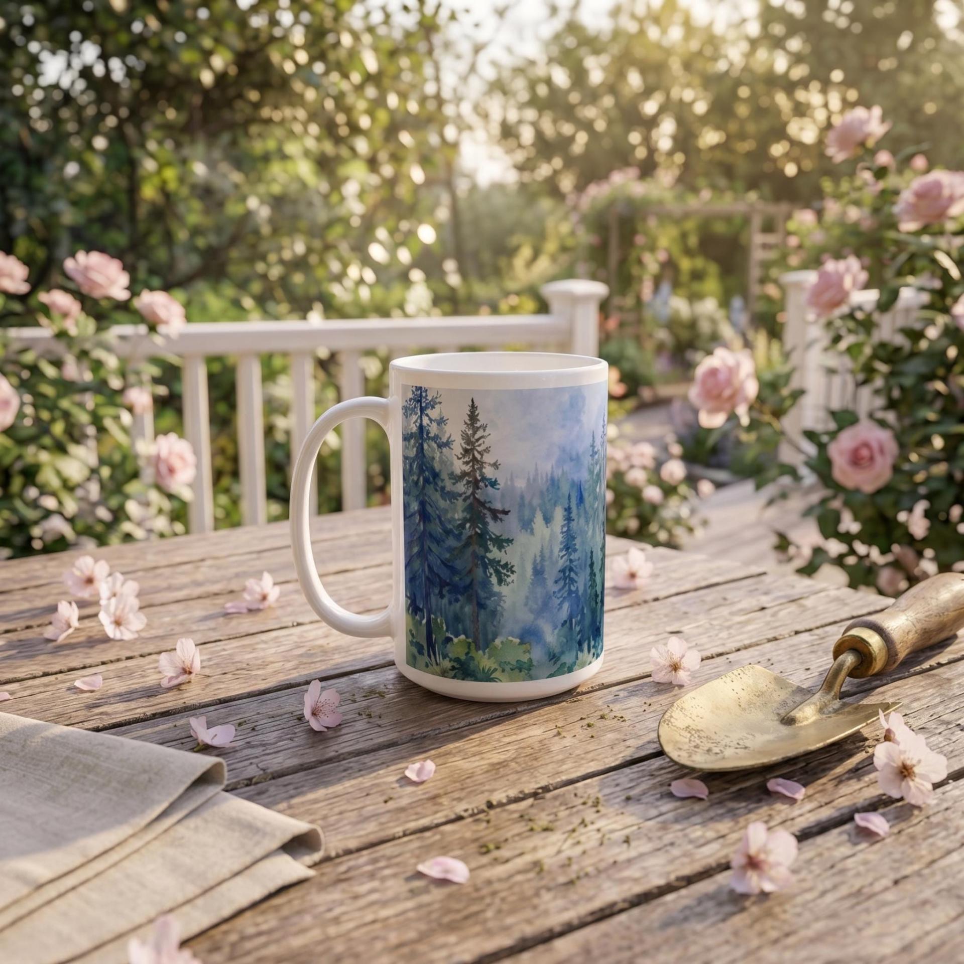Forest Cups Set -  Large and Small Ceramic Mugs
