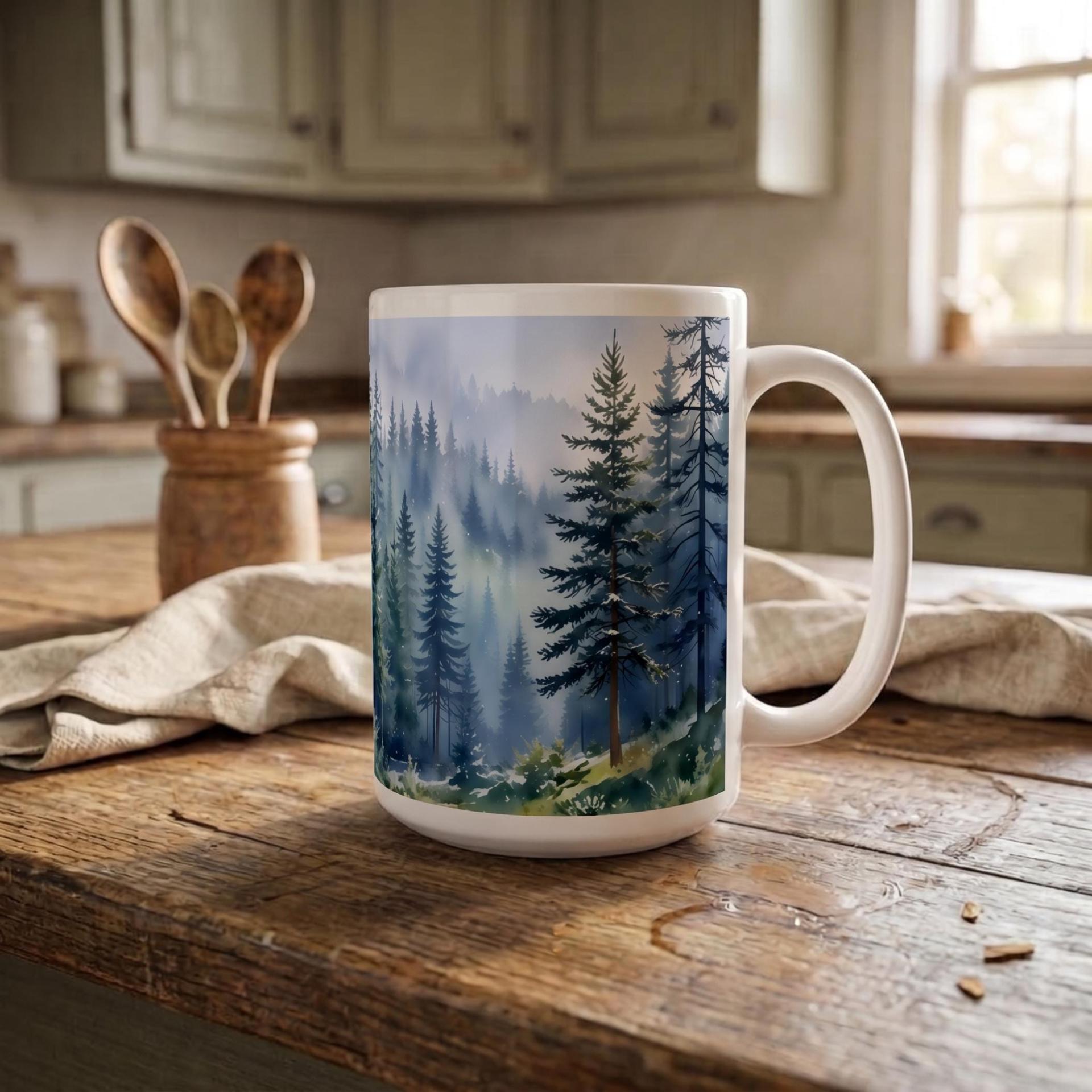 Forest Cups Set -  Large and Small Ceramic Mugs