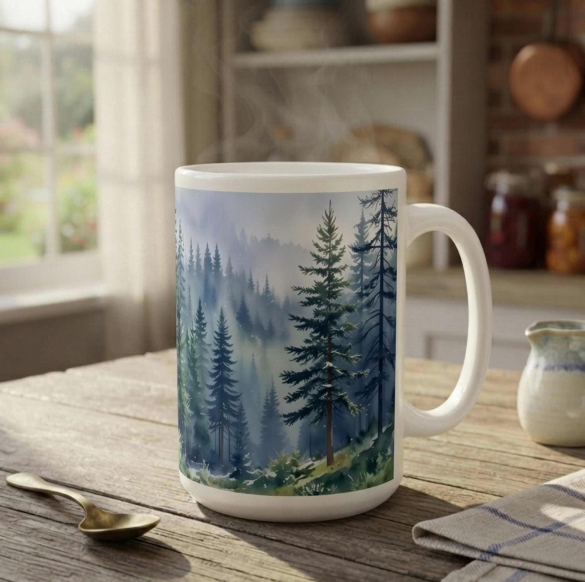Forest Cups Set -  Large and Small Ceramic Mugs