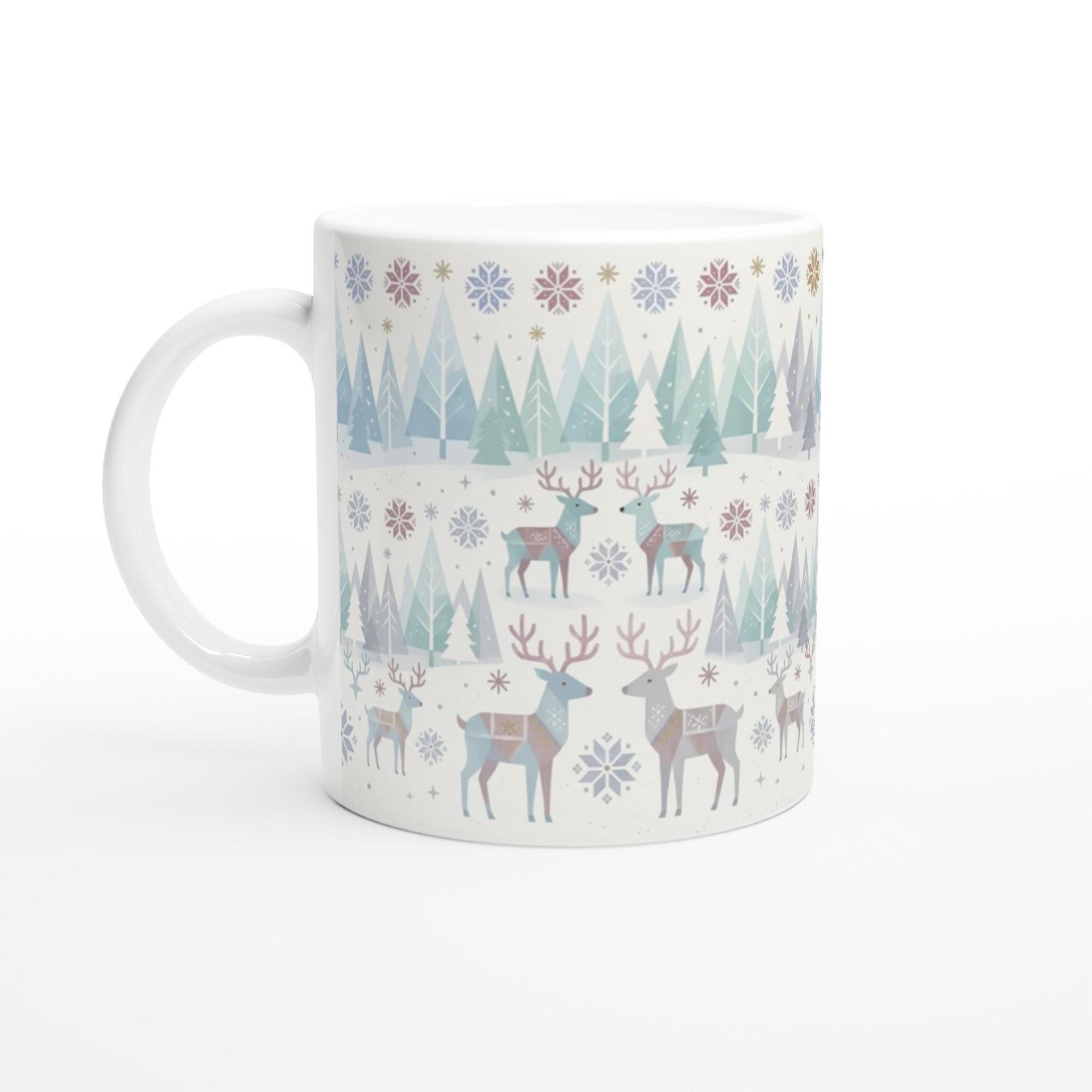 Christmas Mug, Reindeer, Large and Small Mug Set