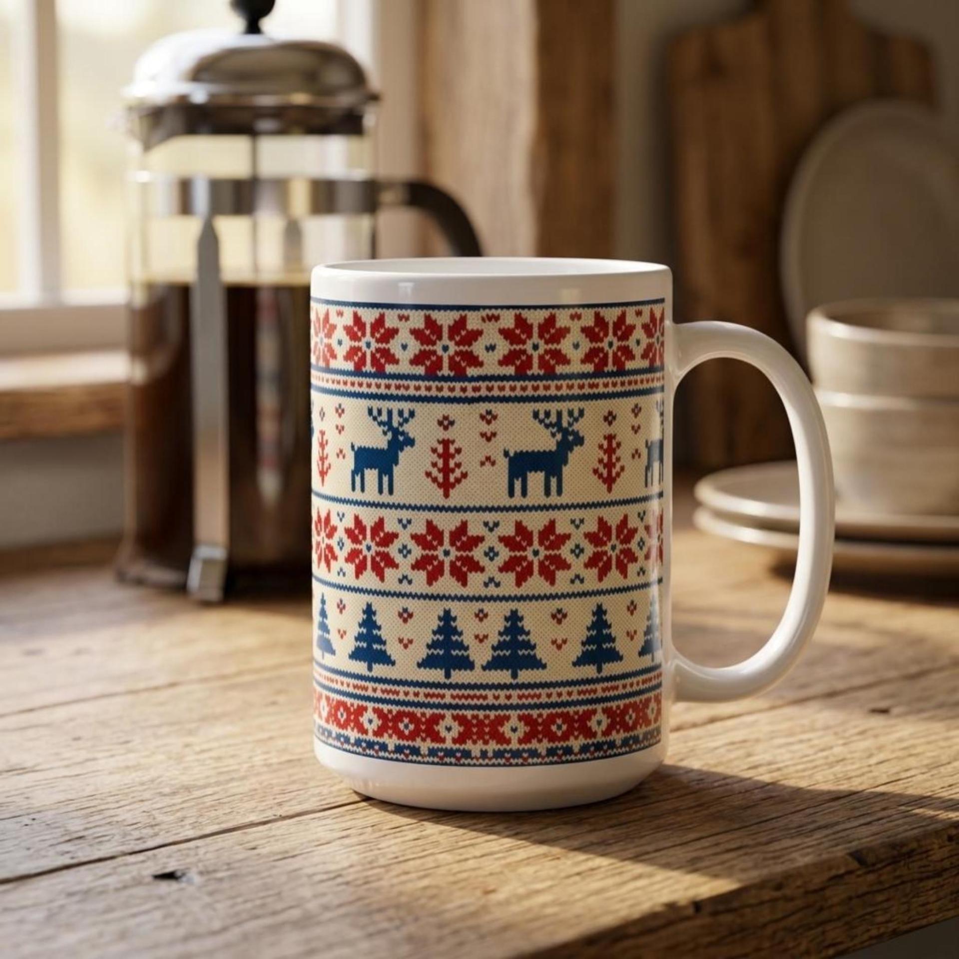 Christmas Mugs Set, Holiday Cup Set - Large and Small Cups