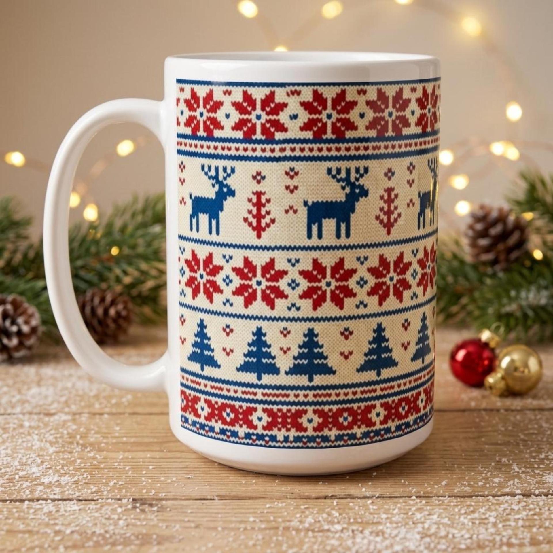 Christmas Mugs Set, Holiday Cup Set - Large and Small Cups