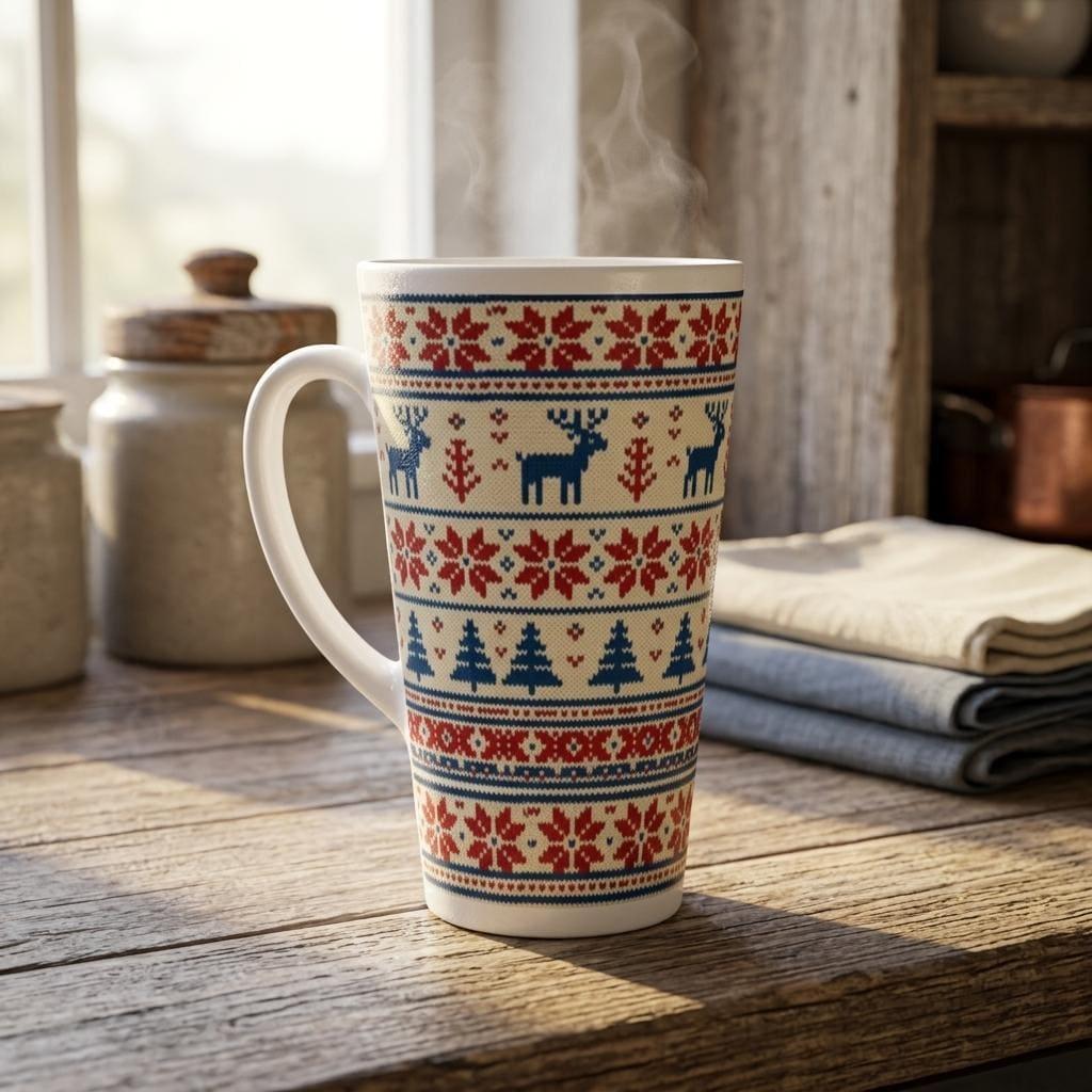 Christmas Mugs, Latte 17oz Ceramic Mug - Coffee or Tea Cup, Extra Tall