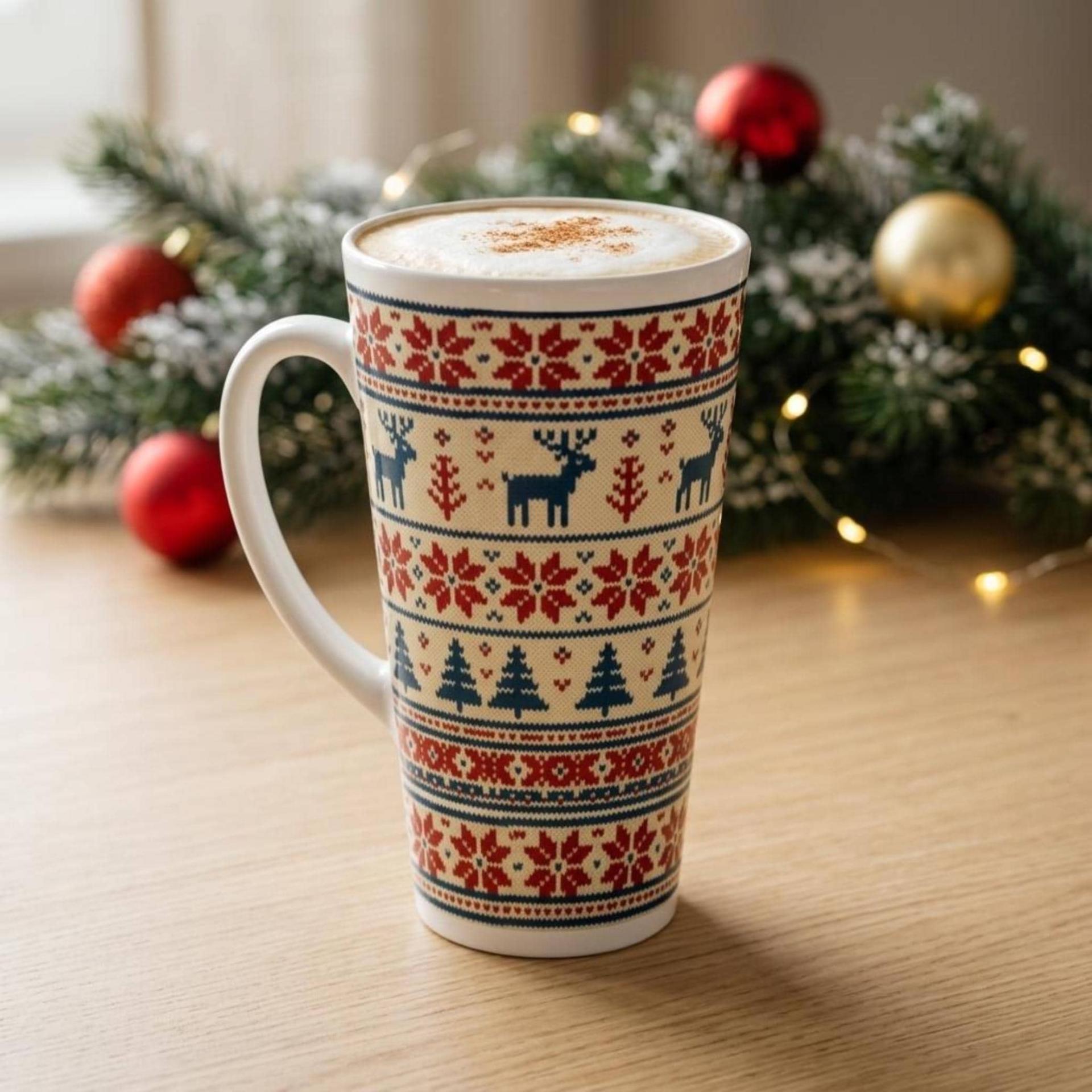 Christmas Mugs, Latte 17oz Ceramic Mug - Coffee or Tea Cup, Extra Tall