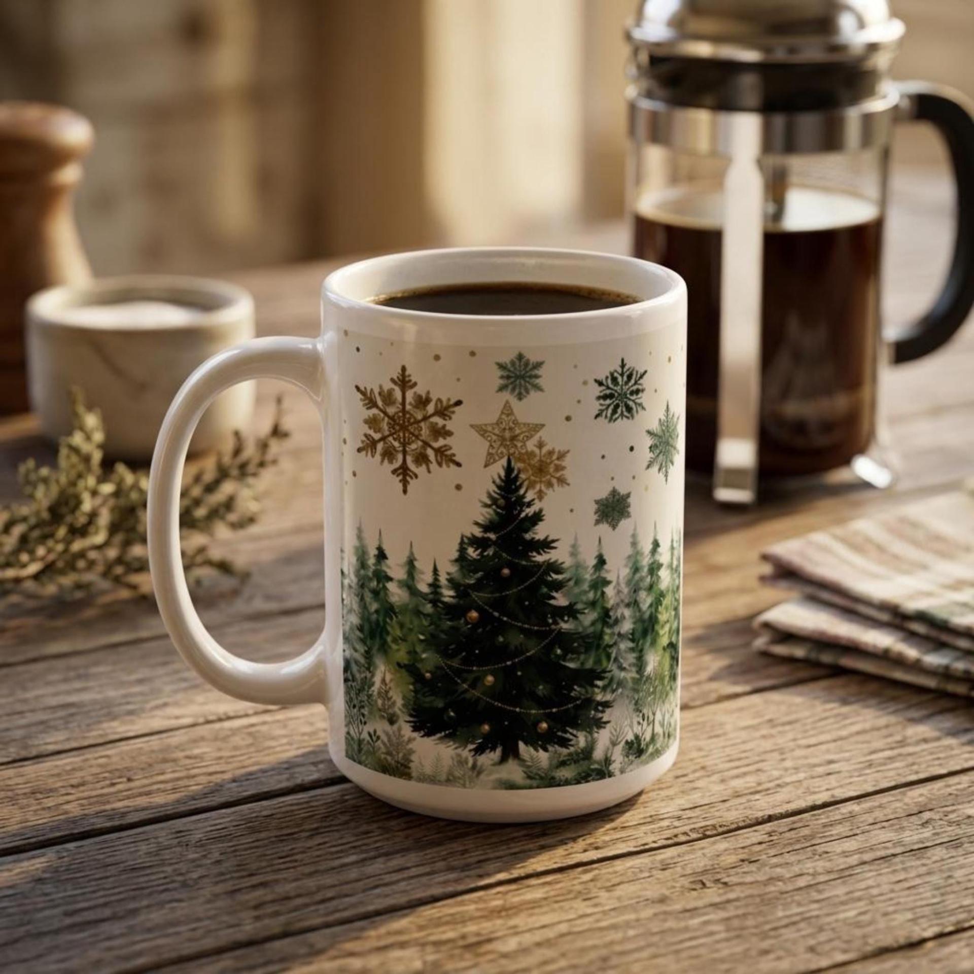 Christmas Mugs Set, Holiday Cup Set - Large and Small Cups
