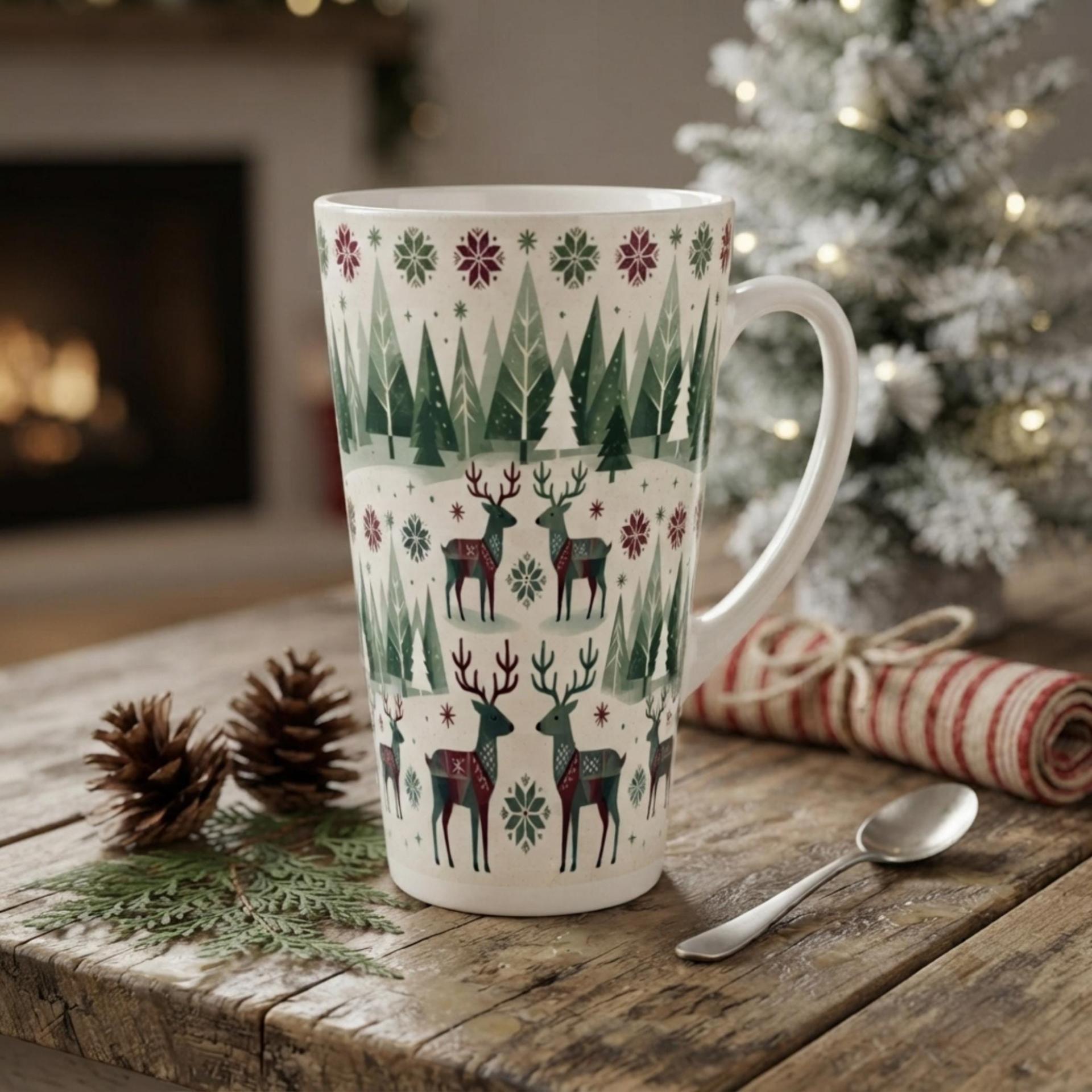 Christmas Mugs, Latte 17oz Ceramic Mug - Coffee or Tea Cup, Extra Tall