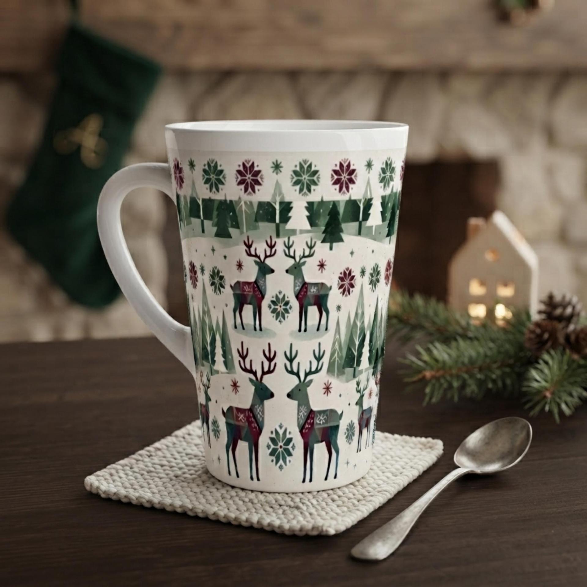 Christmas Mugs, Latte 17oz Ceramic Mug - Coffee or Tea Cup, Extra Tall