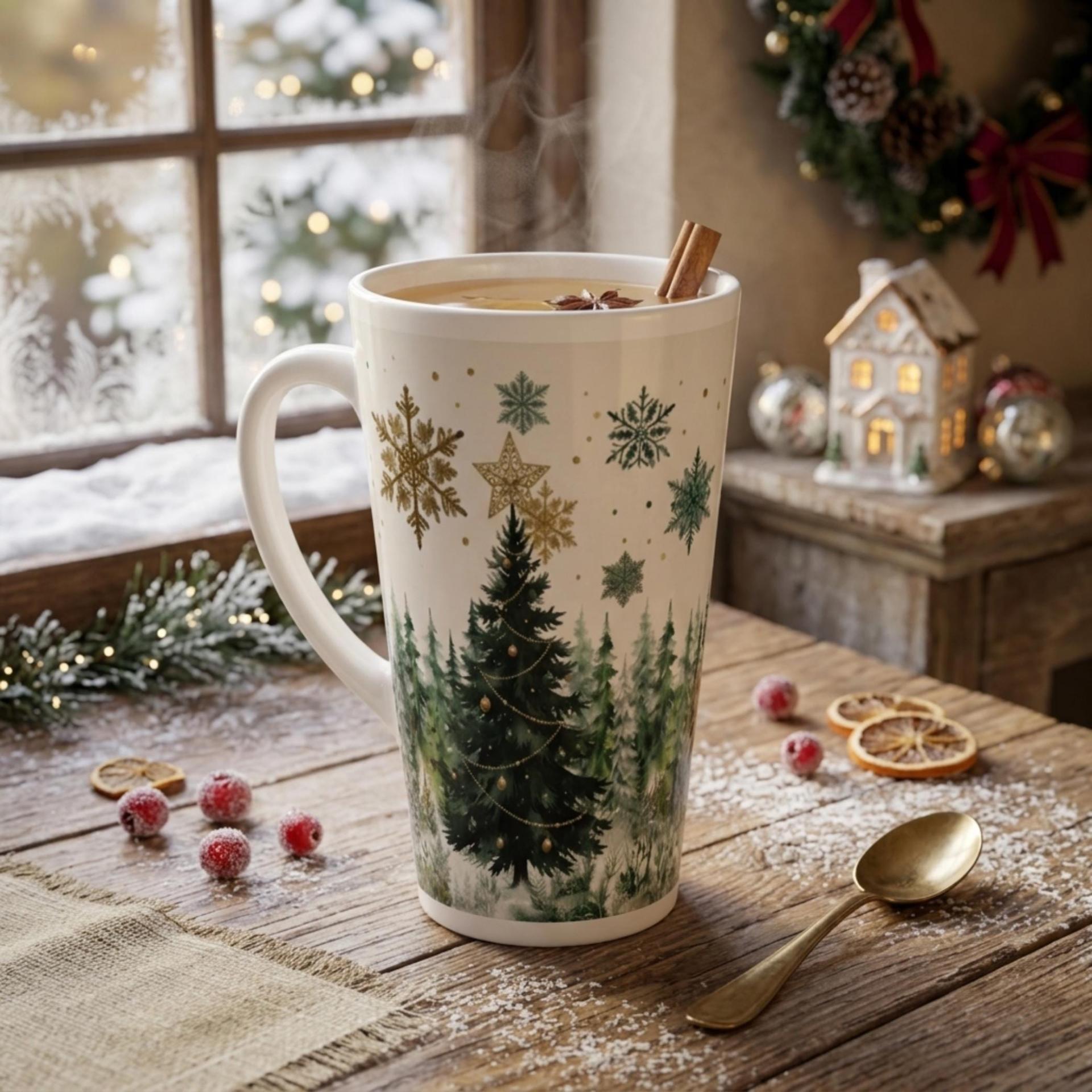 Christmas Mugs, Latte 17oz Ceramic Mug - Coffee or Tea Cup, Extra Tall