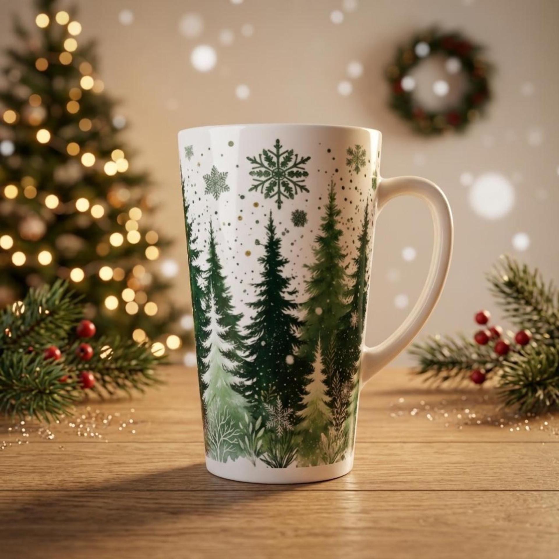Christmas Mugs, Latte 17oz Ceramic Mug - Coffee or Tea Cup, Extra Tall