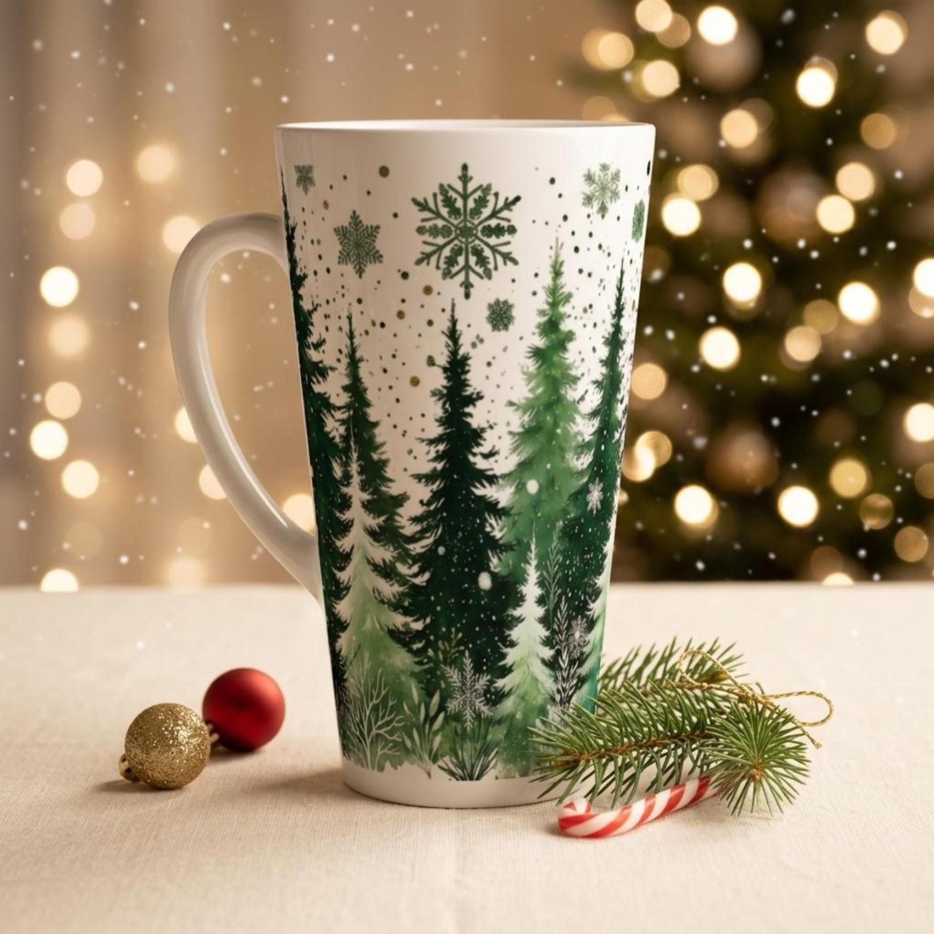 Christmas Mugs, Latte 17oz Ceramic Mug - Coffee or Tea Cup, Extra Tall
