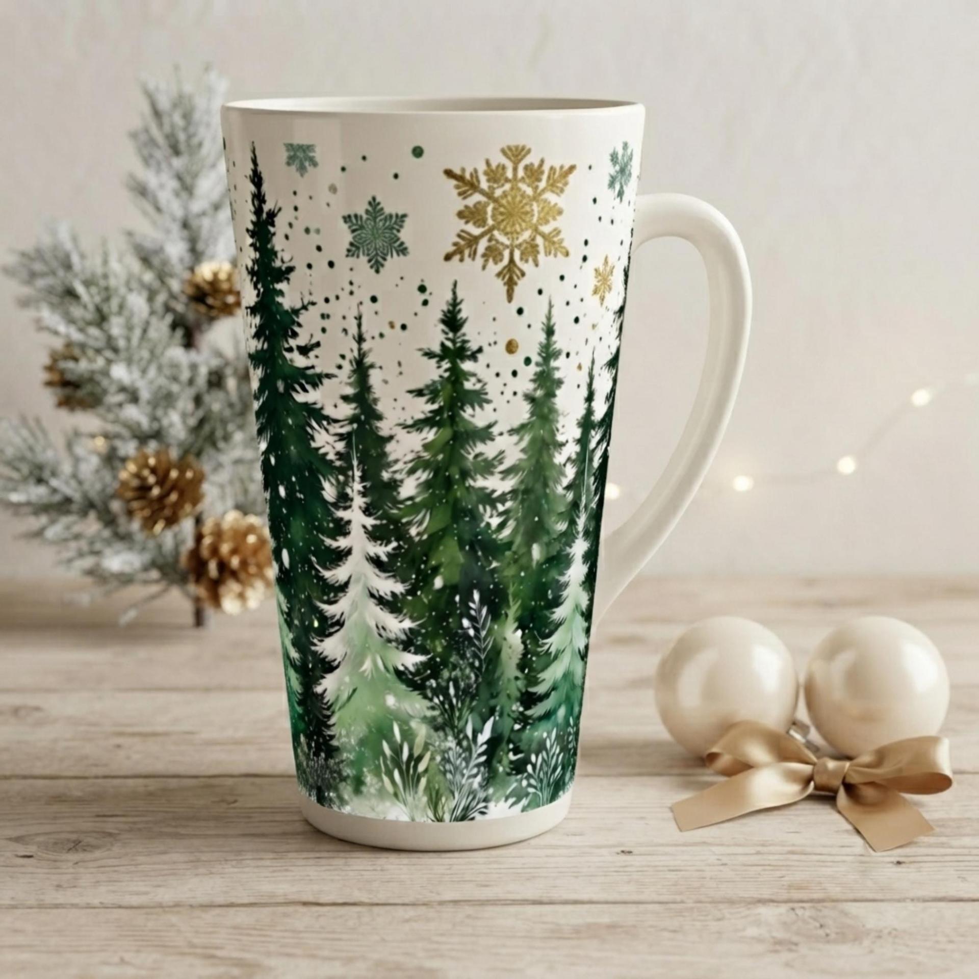 Christmas Mugs, Latte 17oz Ceramic Mug - Coffee or Tea Cup, Extra Tall