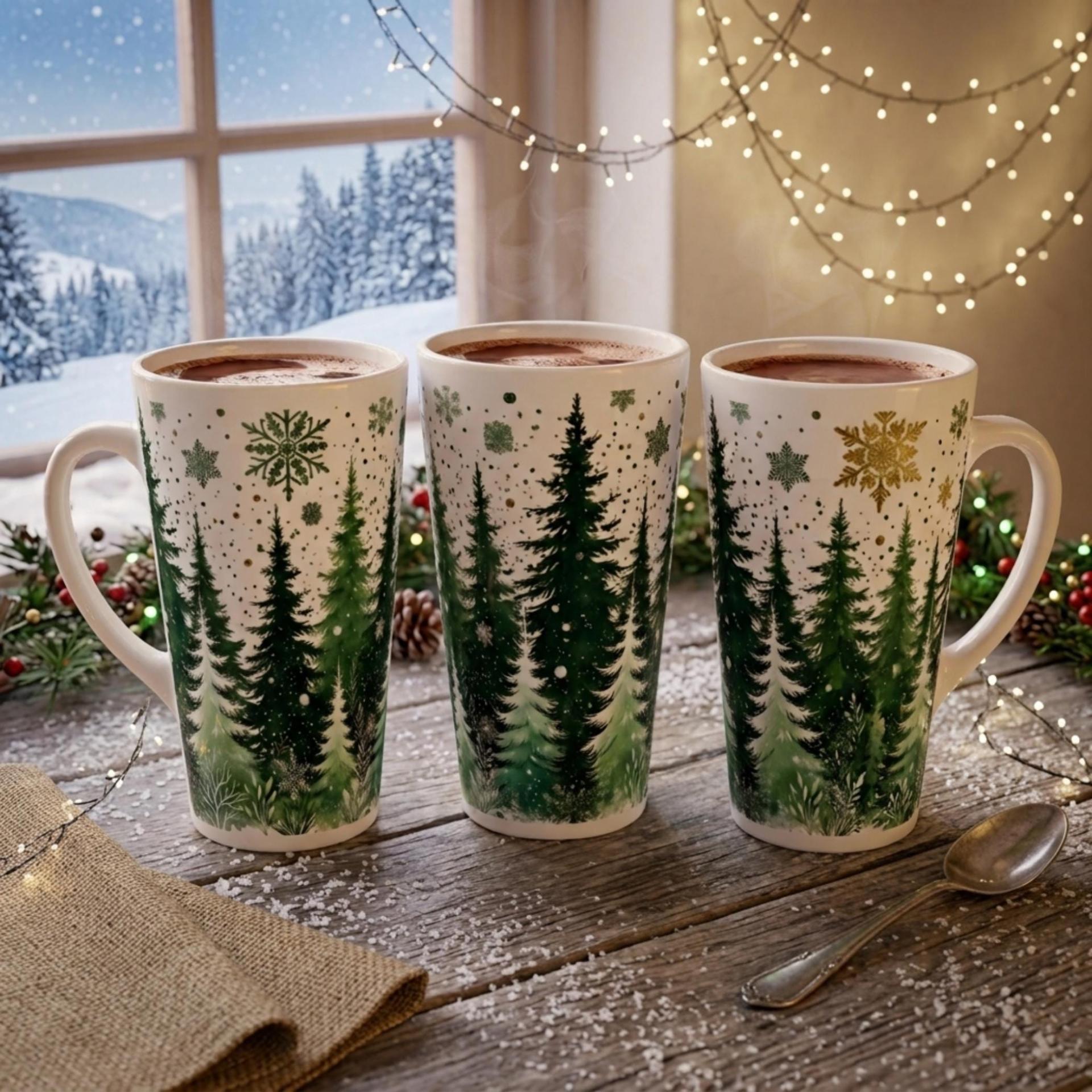 Christmas Mugs, Latte 17oz Ceramic Mug - Coffee or Tea Cup, Extra Tall