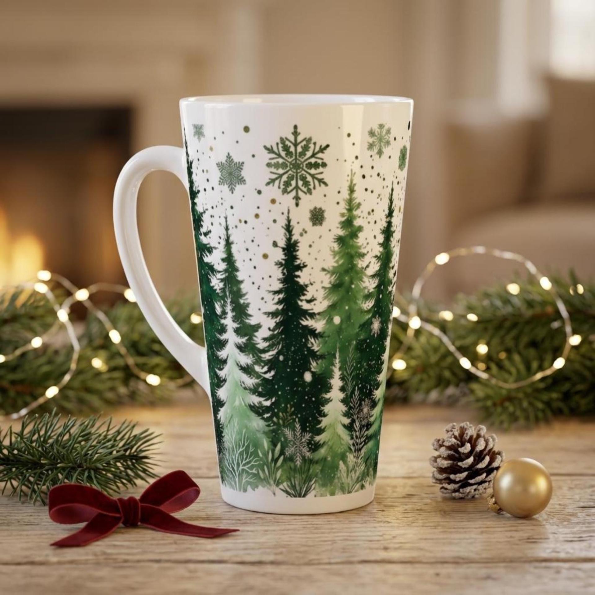Christmas Mugs, Latte 17oz Ceramic Mug - Coffee or Tea Cup, Extra Tall