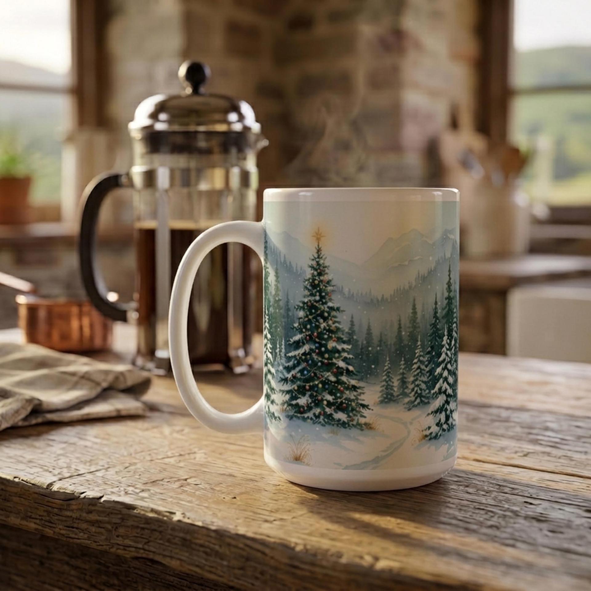 Christmas Mugs Set, Holiday Cup Set - Large and Small Cups
