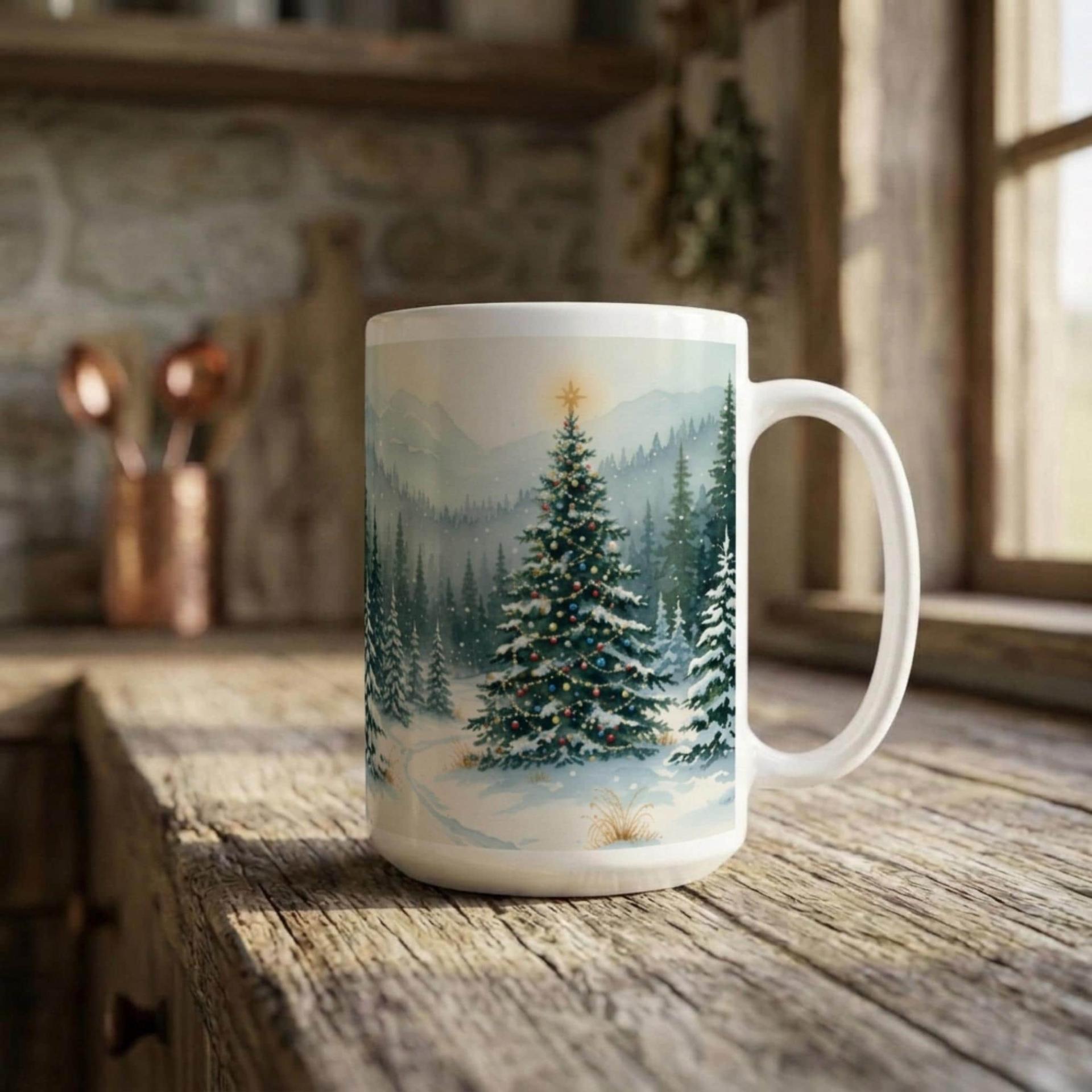 Christmas Mugs Set, Holiday Cup Set - Large and Small Cups