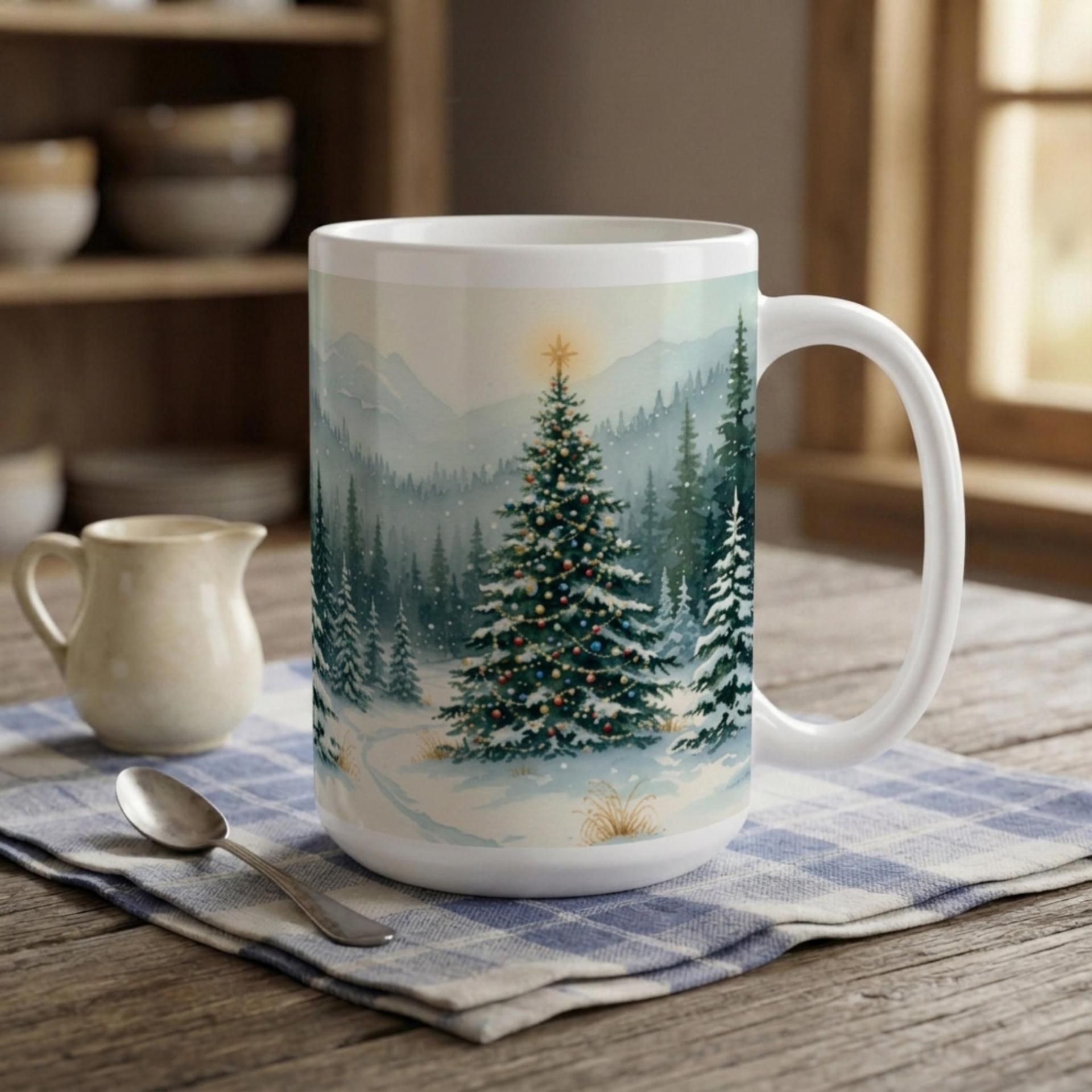 Christmas Mugs Set, Holiday Cup Set - Large and Small Cups