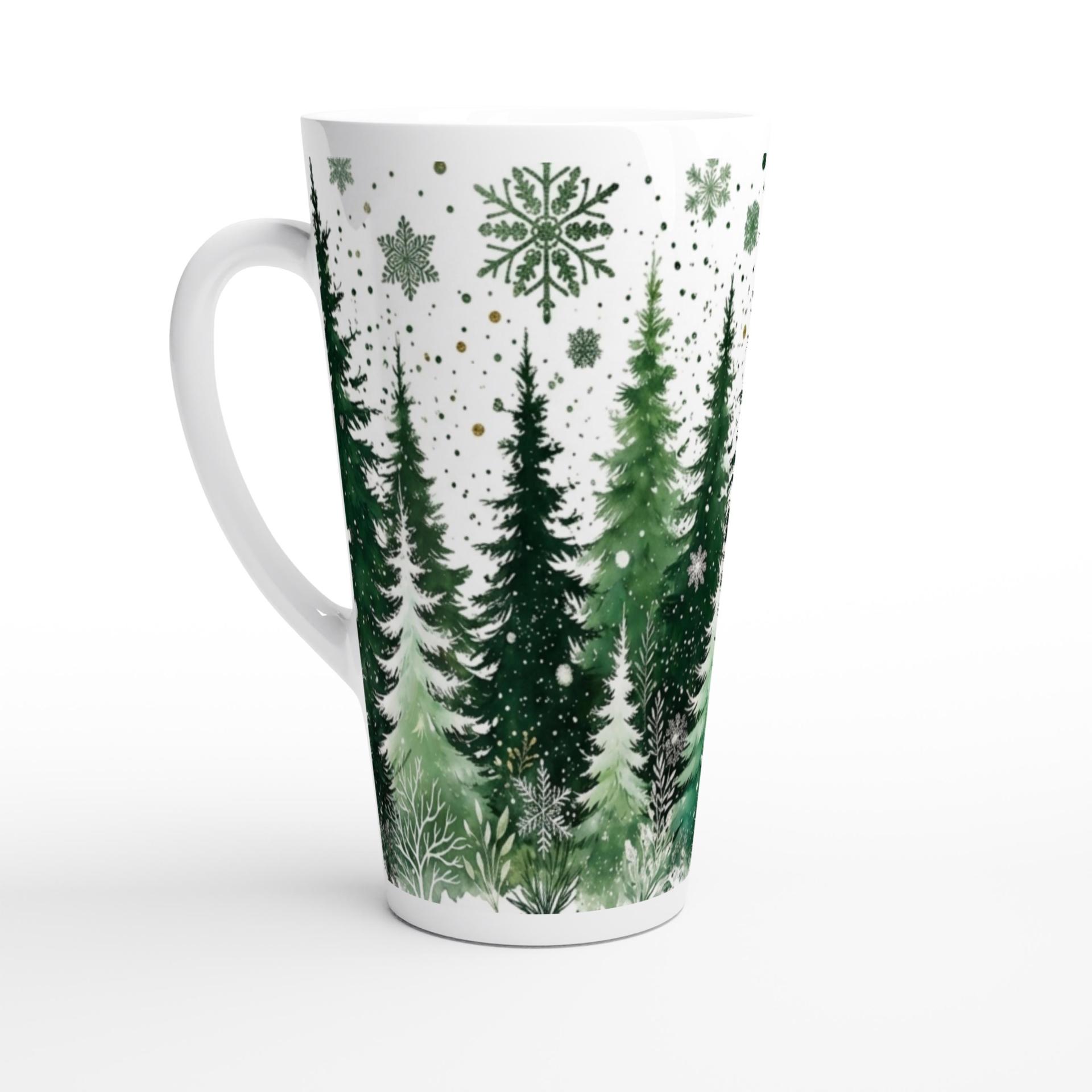 Set of 3 Cups, Christmas Trees, Large 17oz Latte Ceramic Mugs