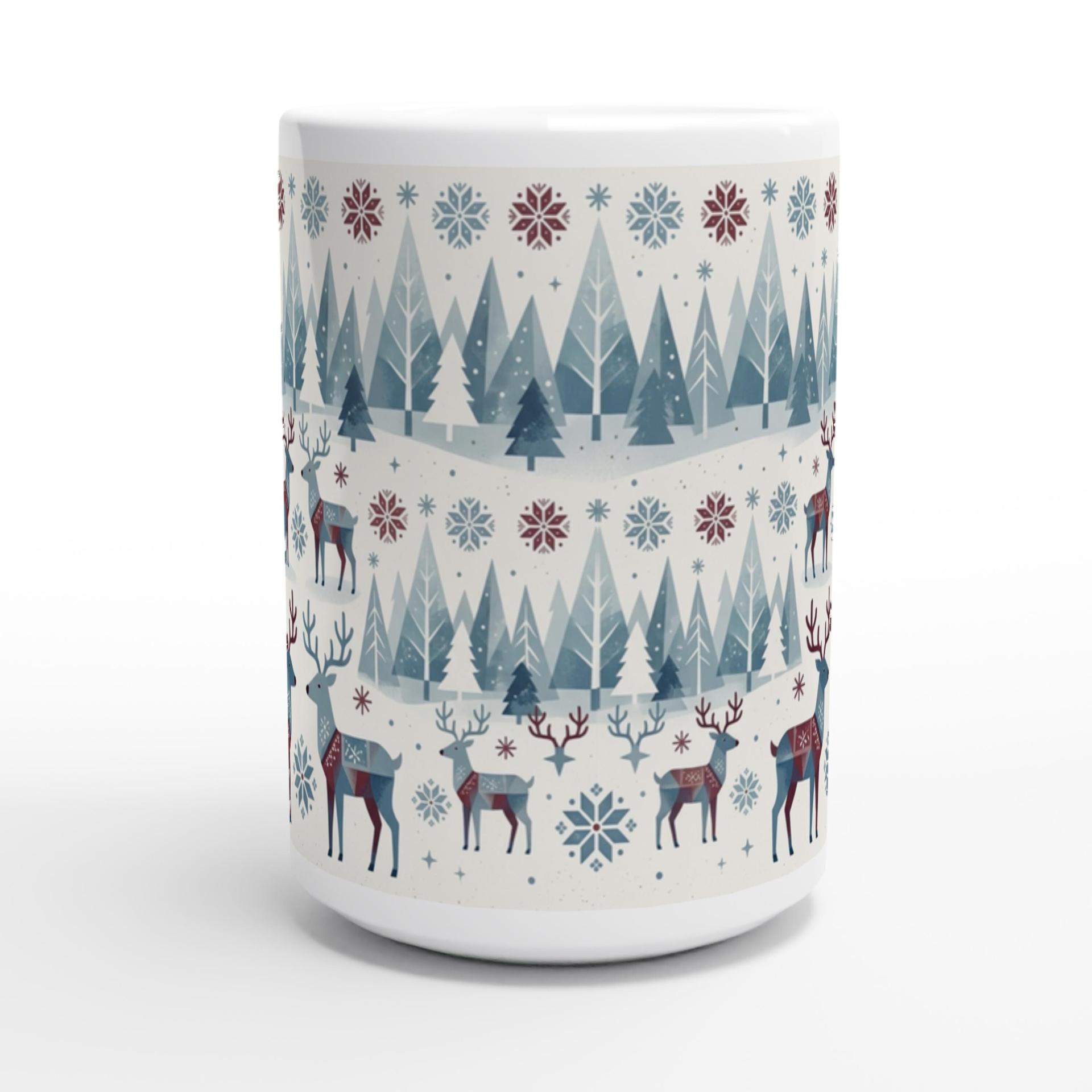Set of Big Mugs, Christmas Mugs, Reindeer, Large 15 oz Matching Cups