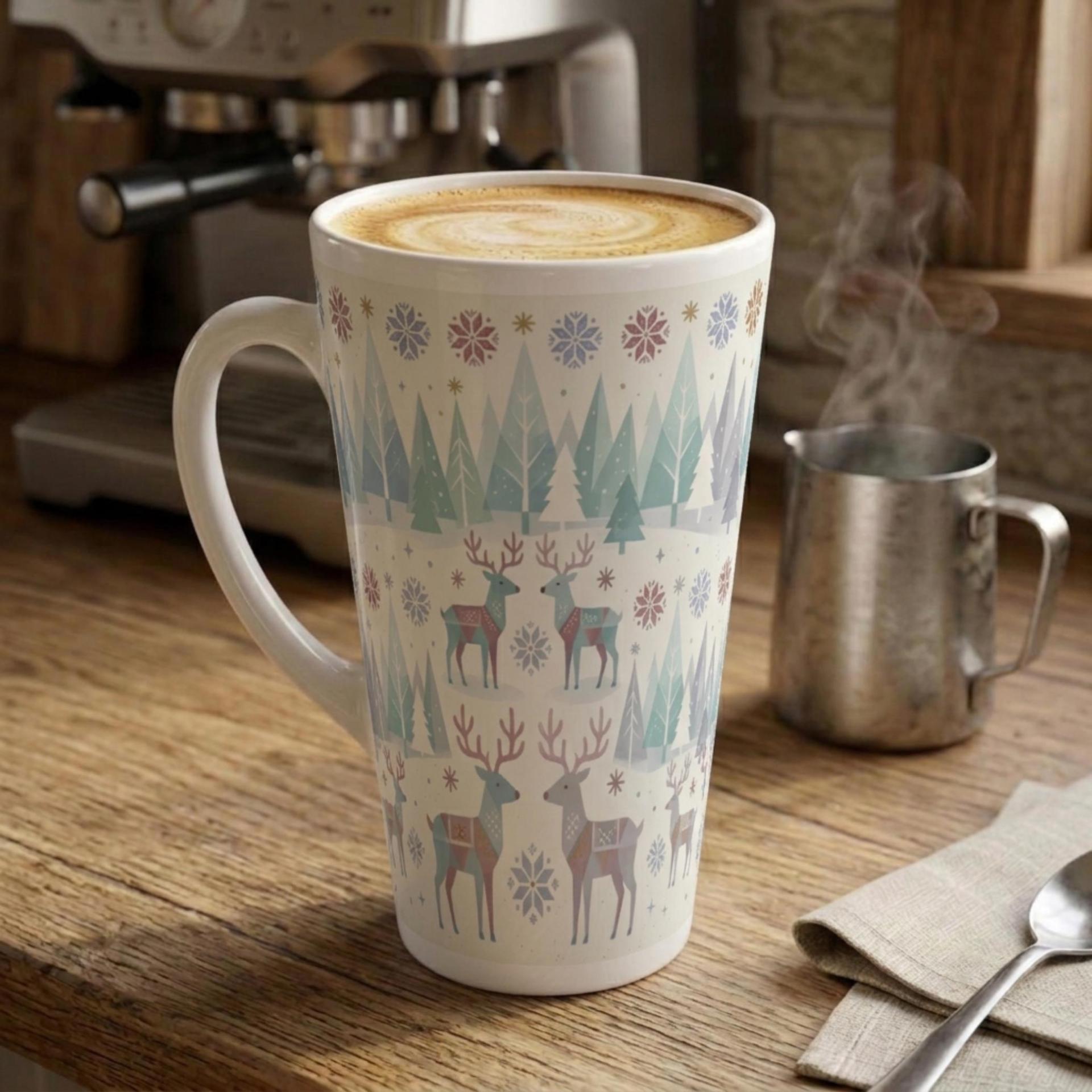 Set of 3 Cups, Christmas Mugs, Reindeer, Large 17oz Latte Mugs