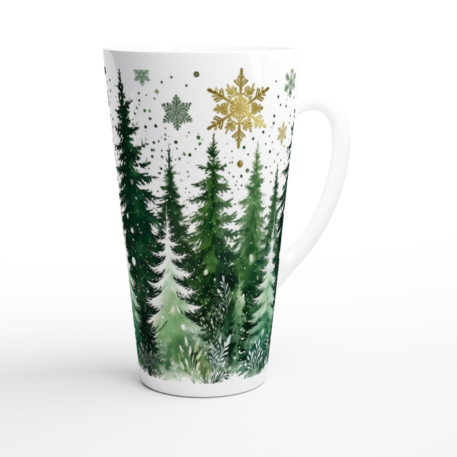 Set of 3 Cups, Christmas Trees, Large 17oz Latte Ceramic Mugs