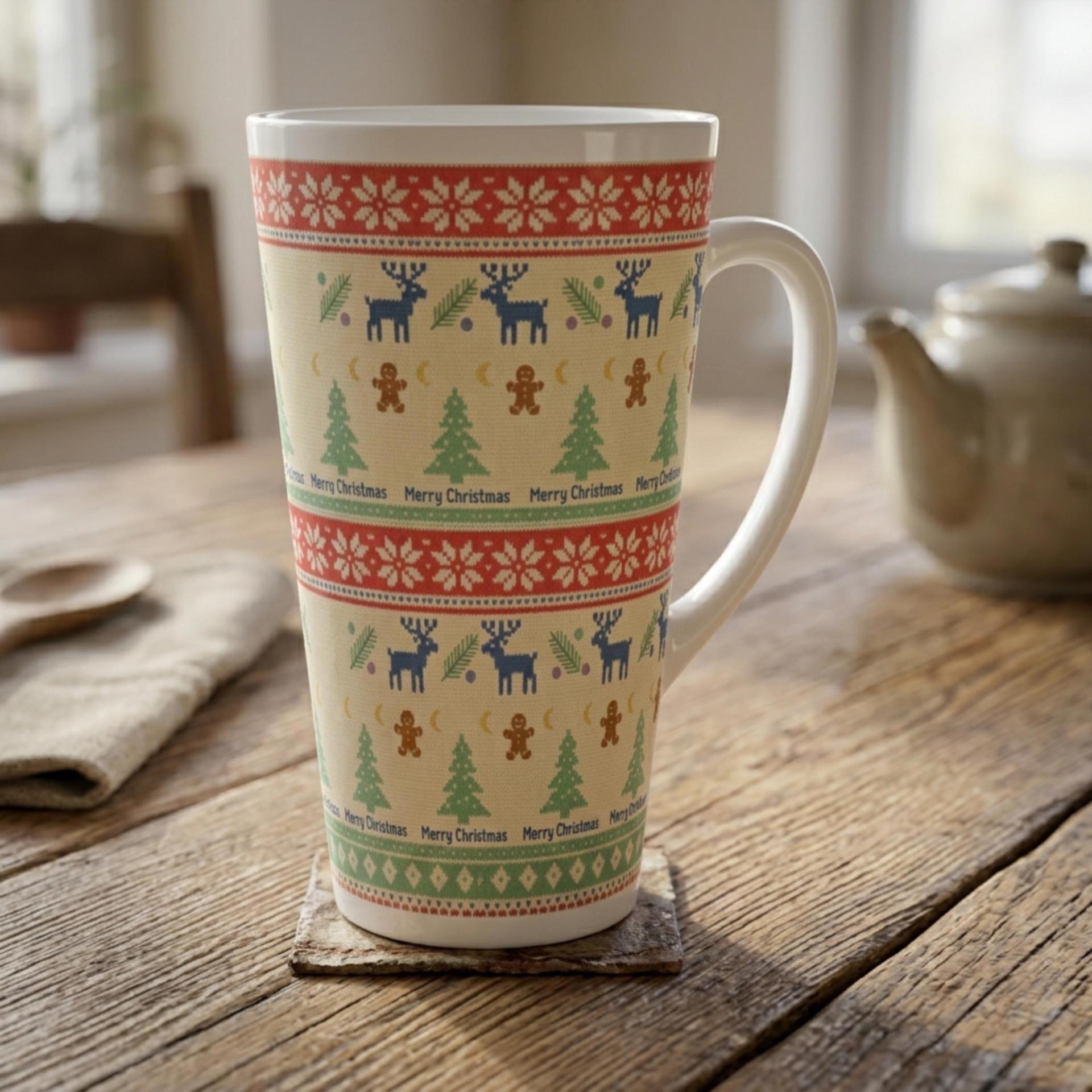 Christmas Mugs, Latte 17oz Ceramic Mug - Coffee or Tea Cup, Extra Tall