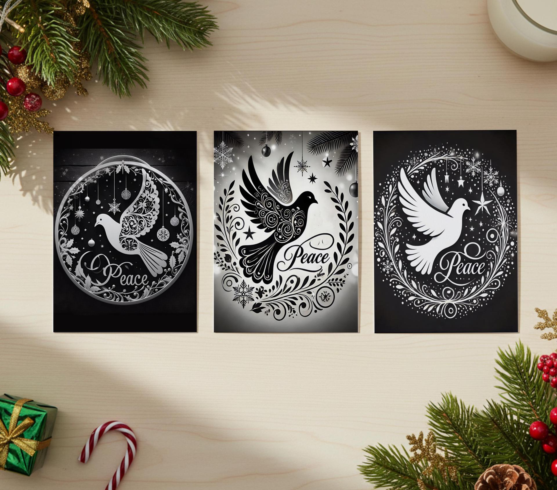 Dove of Peace, Set of 4 Designs, Christmas Cards, Holiday Bulk Pack of Cards