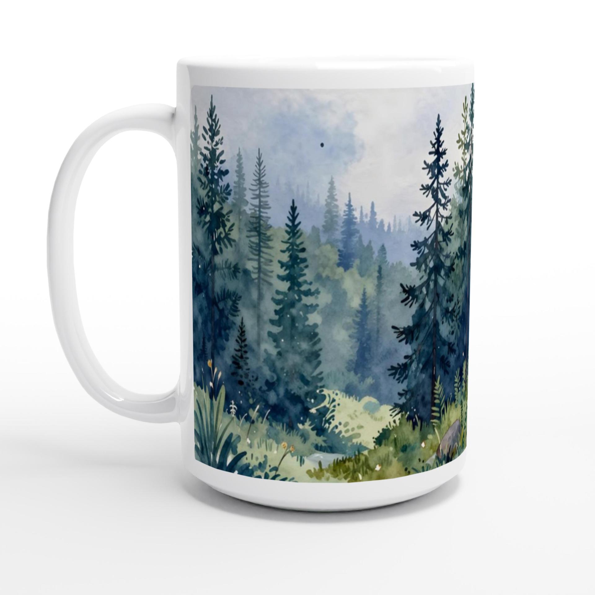 Set of Big Mugs, Forest Cup Set, Large 15 oz Matching Cups