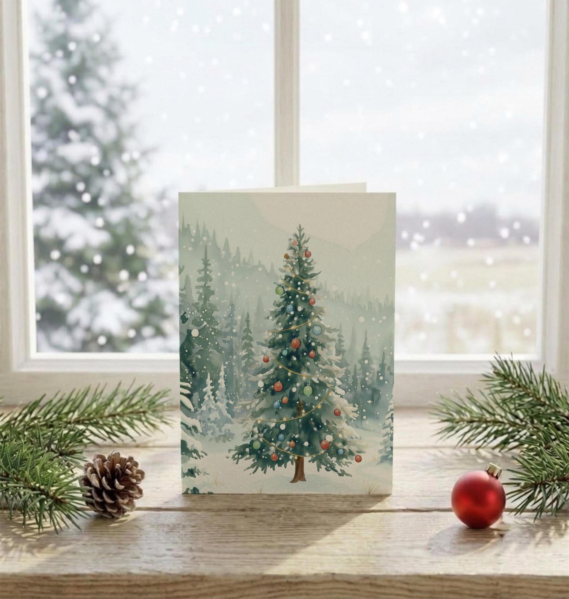 Holiday Greeting Cards, 3 Pack, Christmas Trees, Bulk Set of Gift Cards