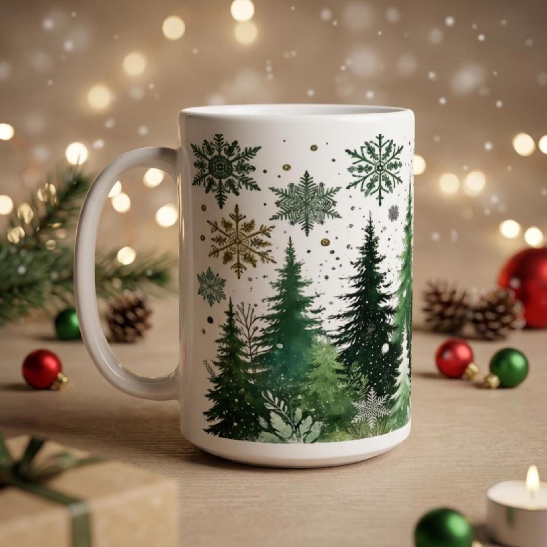 Christmas Mugs Set, Holiday Cup Set - Large and Small Cups