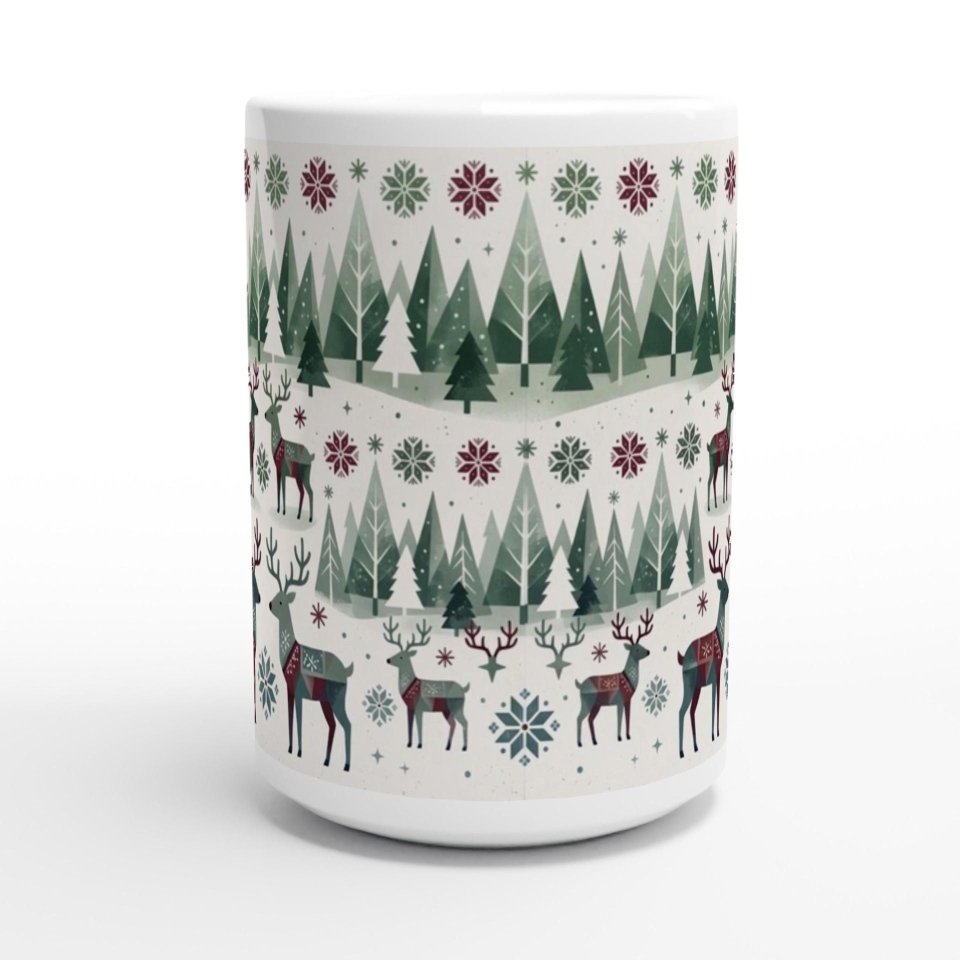 Christmas Mug, Reindeer, Large and Small Mug Set
