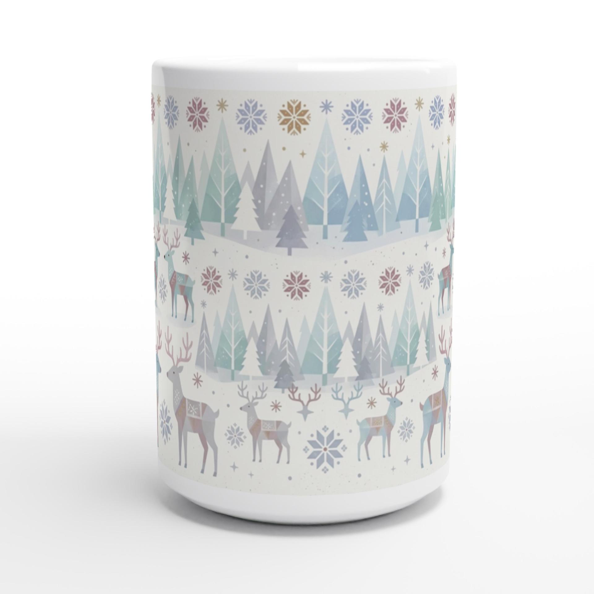 Christmas Mug, Reindeer, Large and Small Mug Set