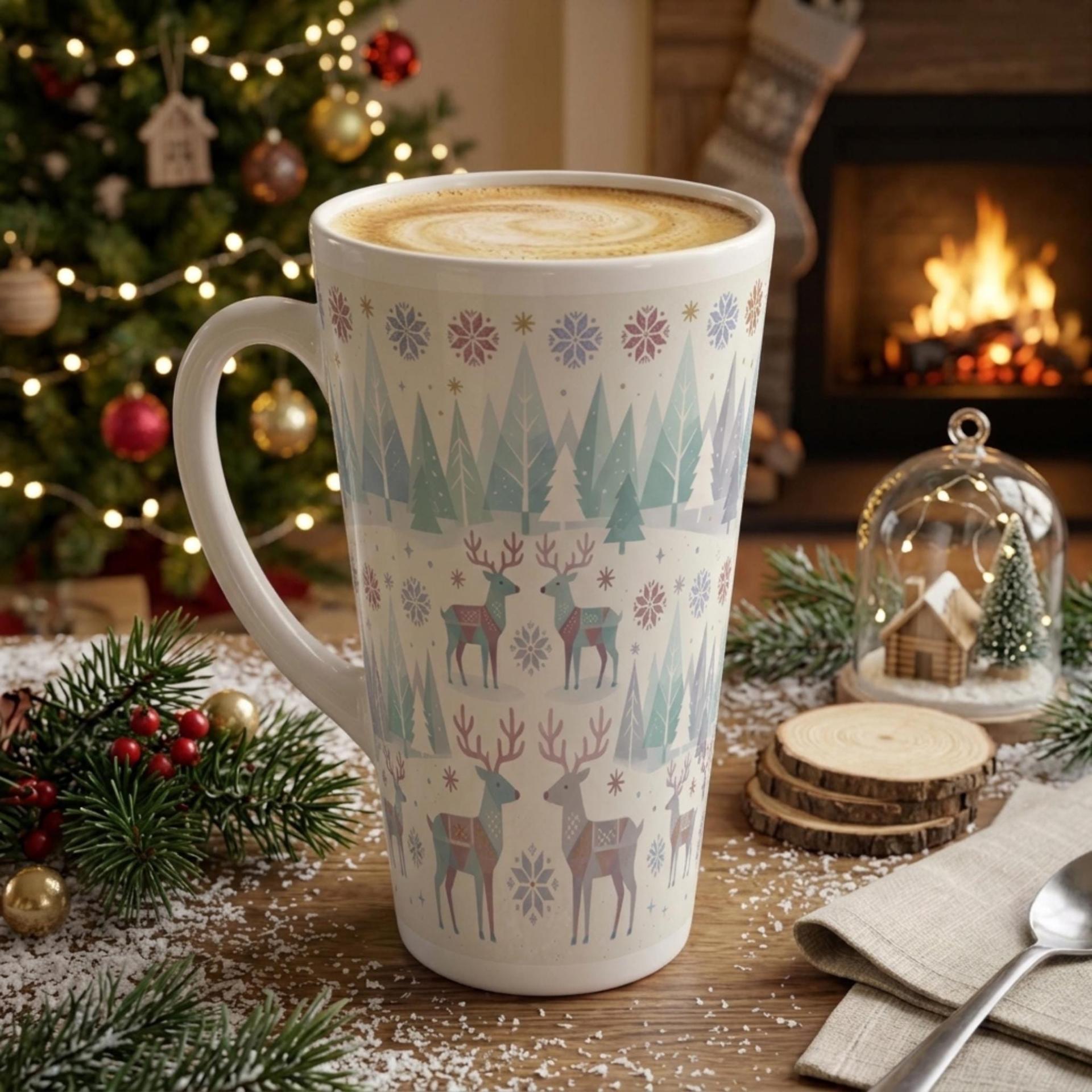 Christmas Mugs, Latte 17oz Ceramic Mug - Coffee or Tea Cup, Extra Tall
