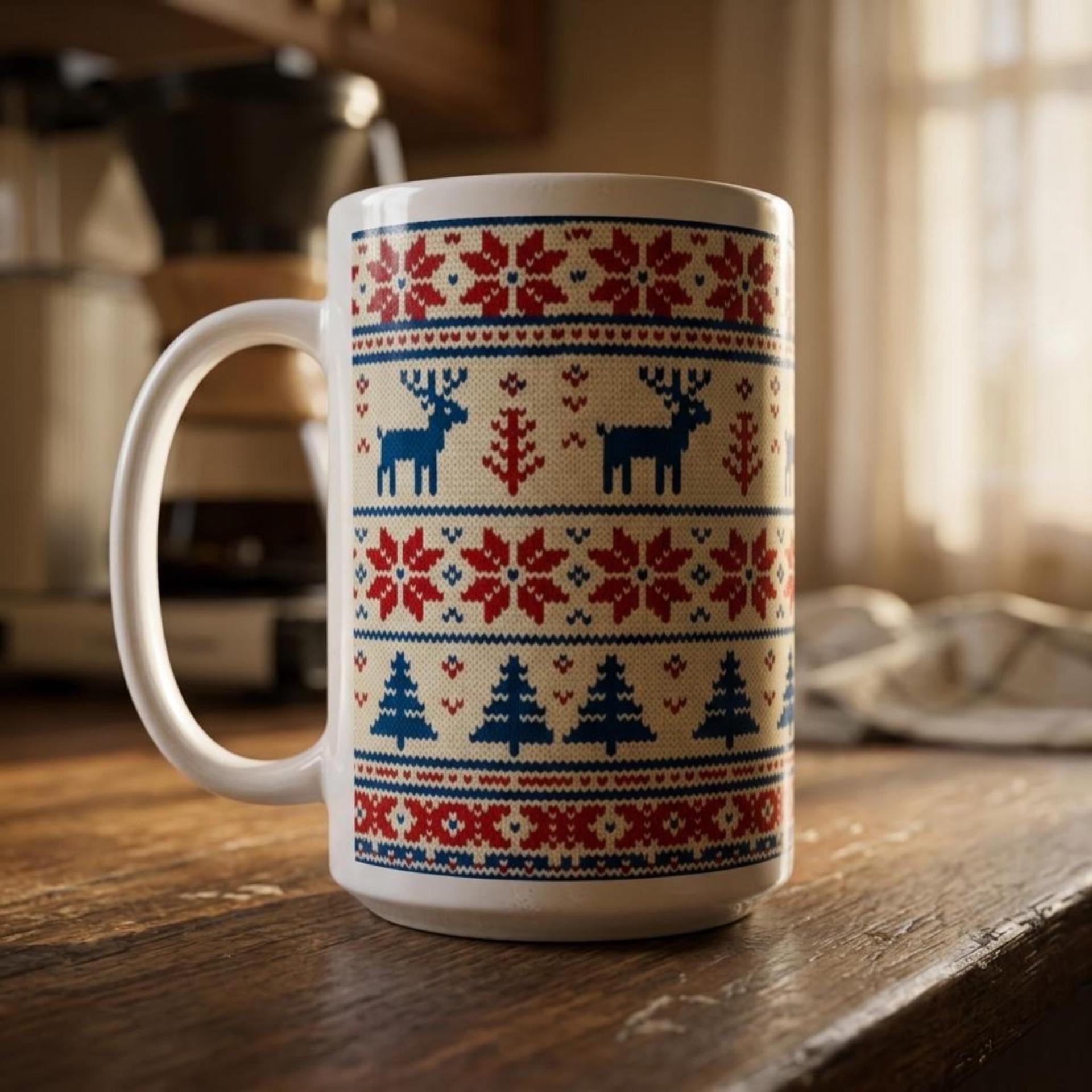 Christmas Mugs Set, Holiday Cup Set - Large and Small Cups
