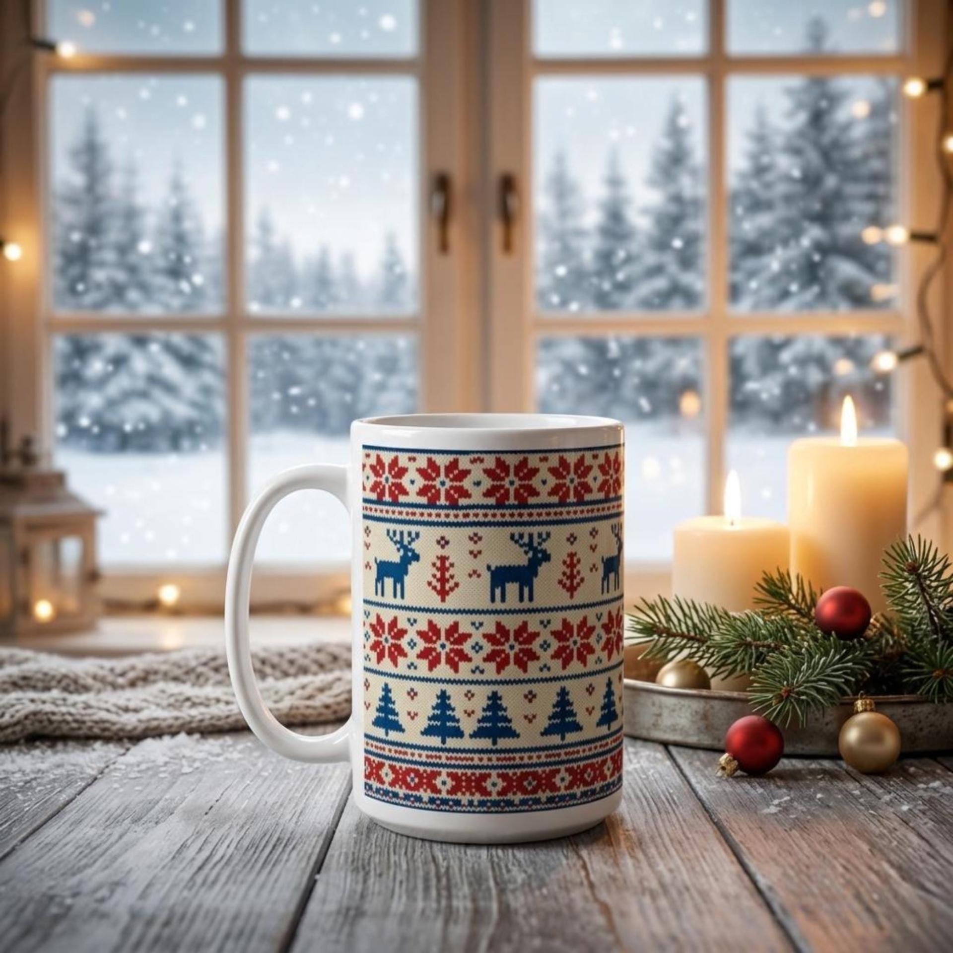 Christmas Mugs Set, Holiday Cup Set - Large and Small Cups