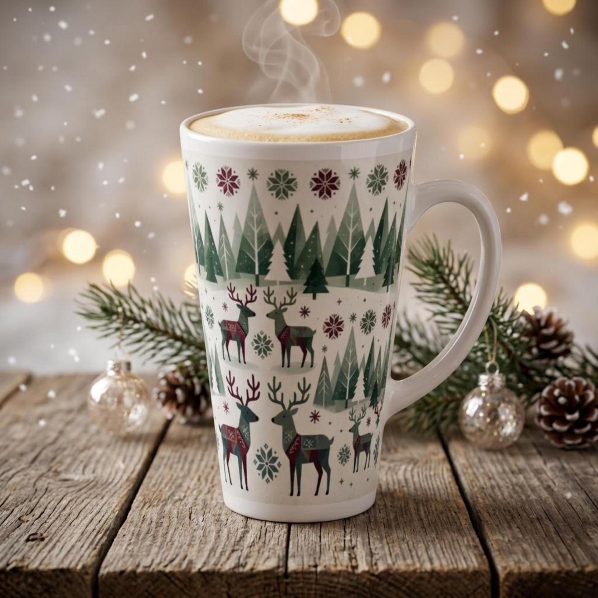 Christmas Mugs, Latte 17oz Ceramic Mug - Coffee or Tea Cup, Extra Tall