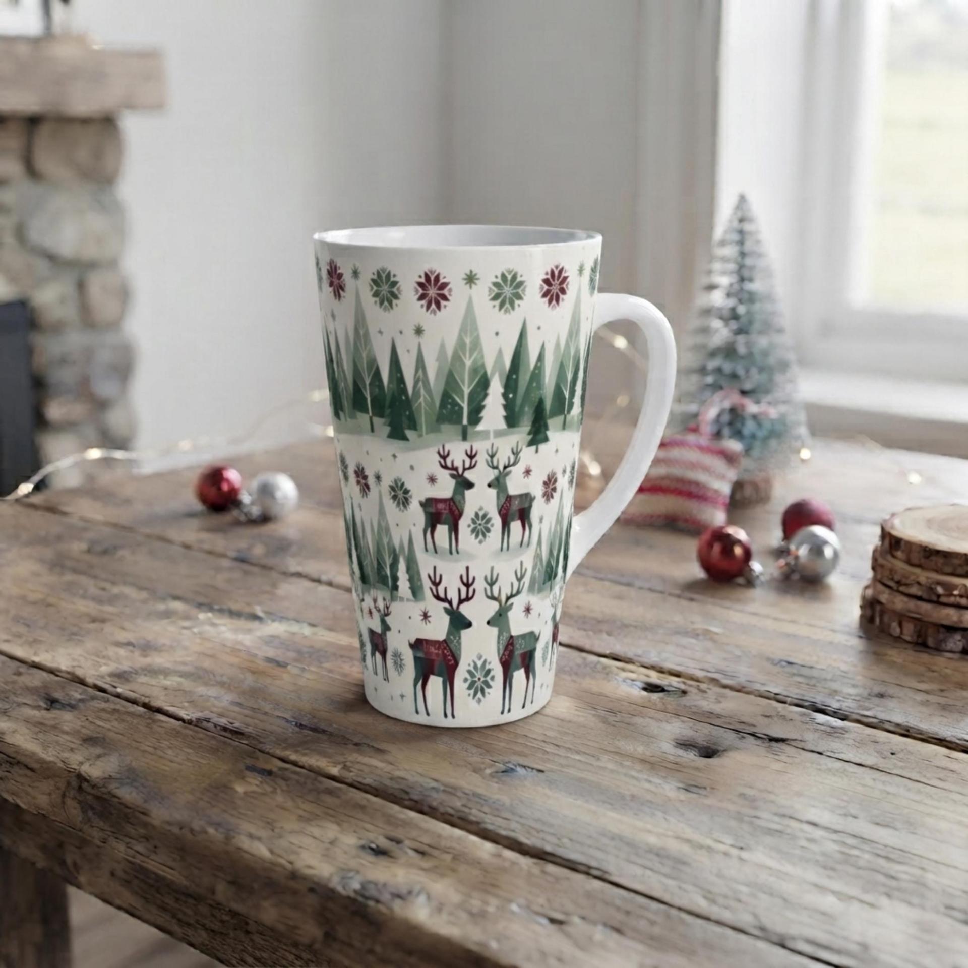 Christmas Mugs, Latte 17oz Ceramic Mug - Coffee or Tea Cup, Extra Tall