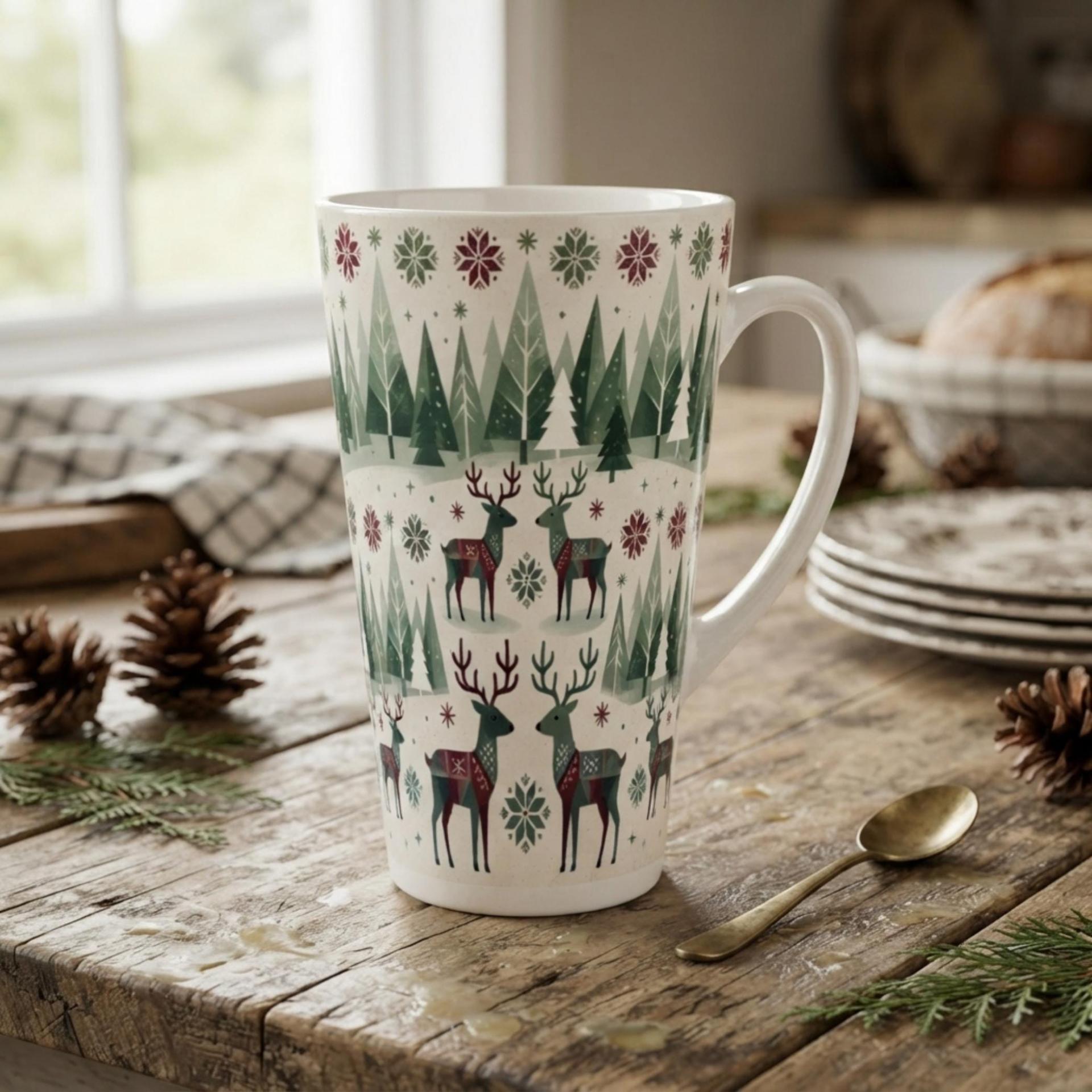 Christmas Mugs, Latte 17oz Ceramic Mug - Coffee or Tea Cup, Extra Tall