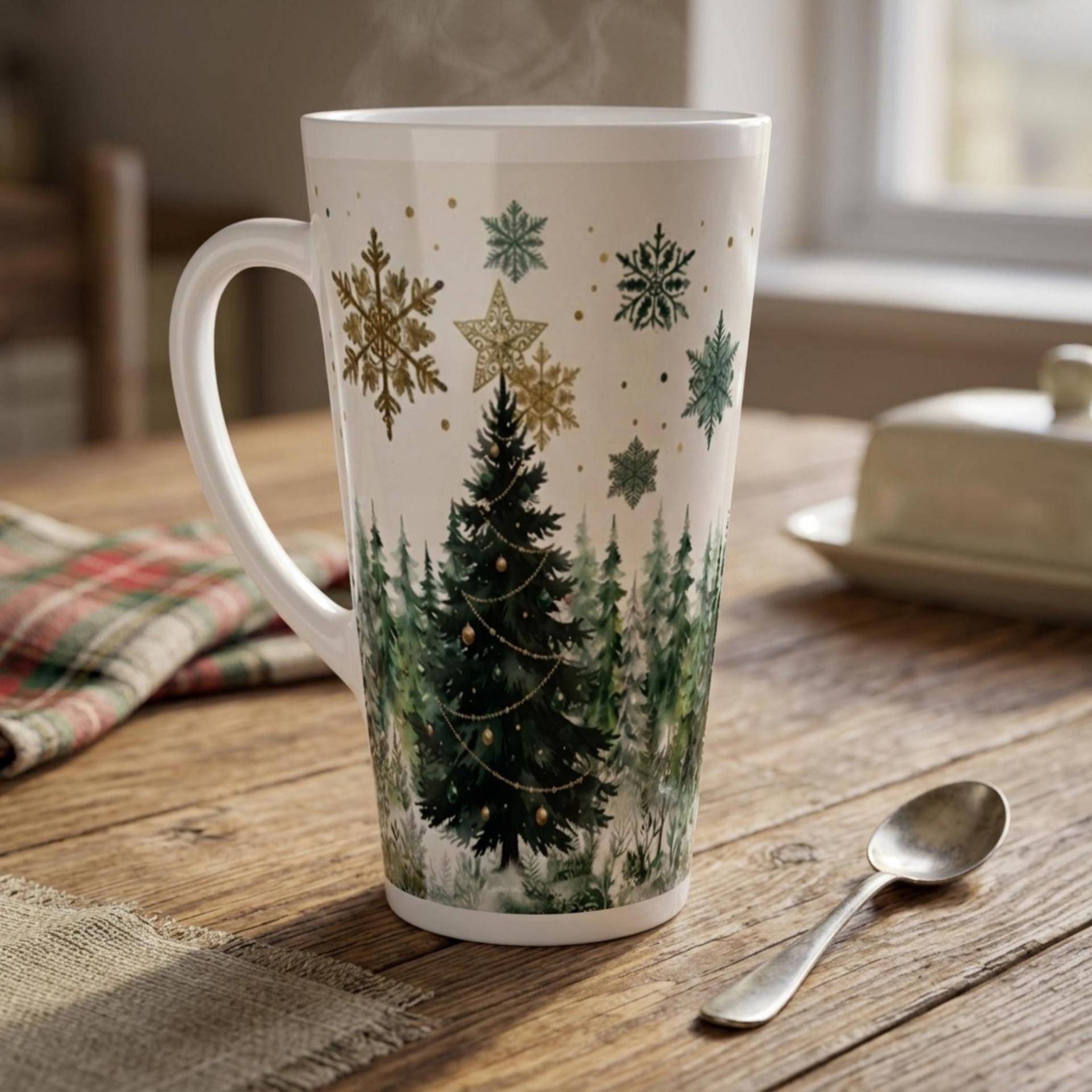 Christmas Mugs, Latte 17oz Ceramic Mug - Coffee or Tea Cup, Extra Tall