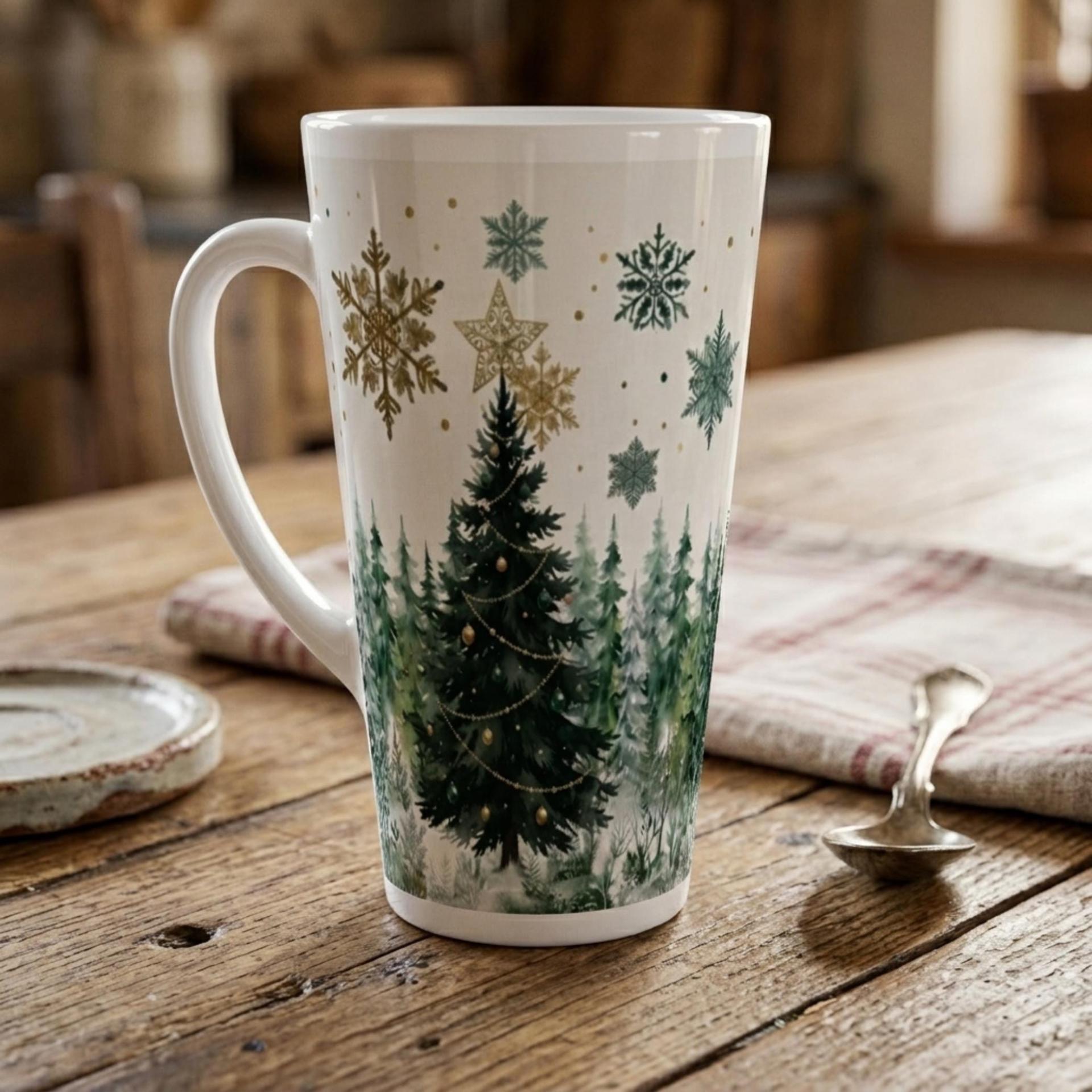 Christmas Mugs, Latte 17oz Ceramic Mug - Coffee or Tea Cup, Extra Tall