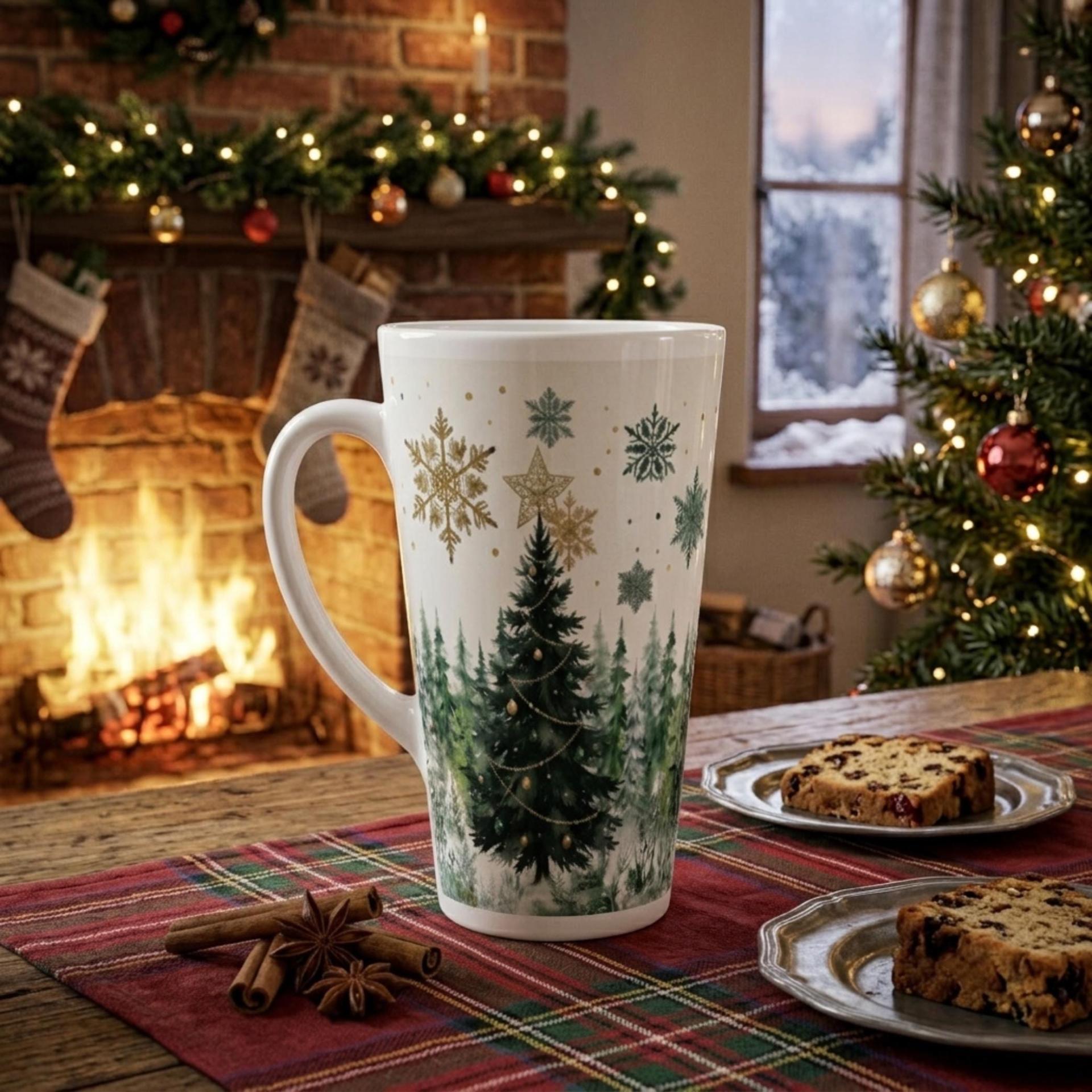 Christmas Mugs, Latte 17oz Ceramic Mug - Coffee or Tea Cup, Extra Tall