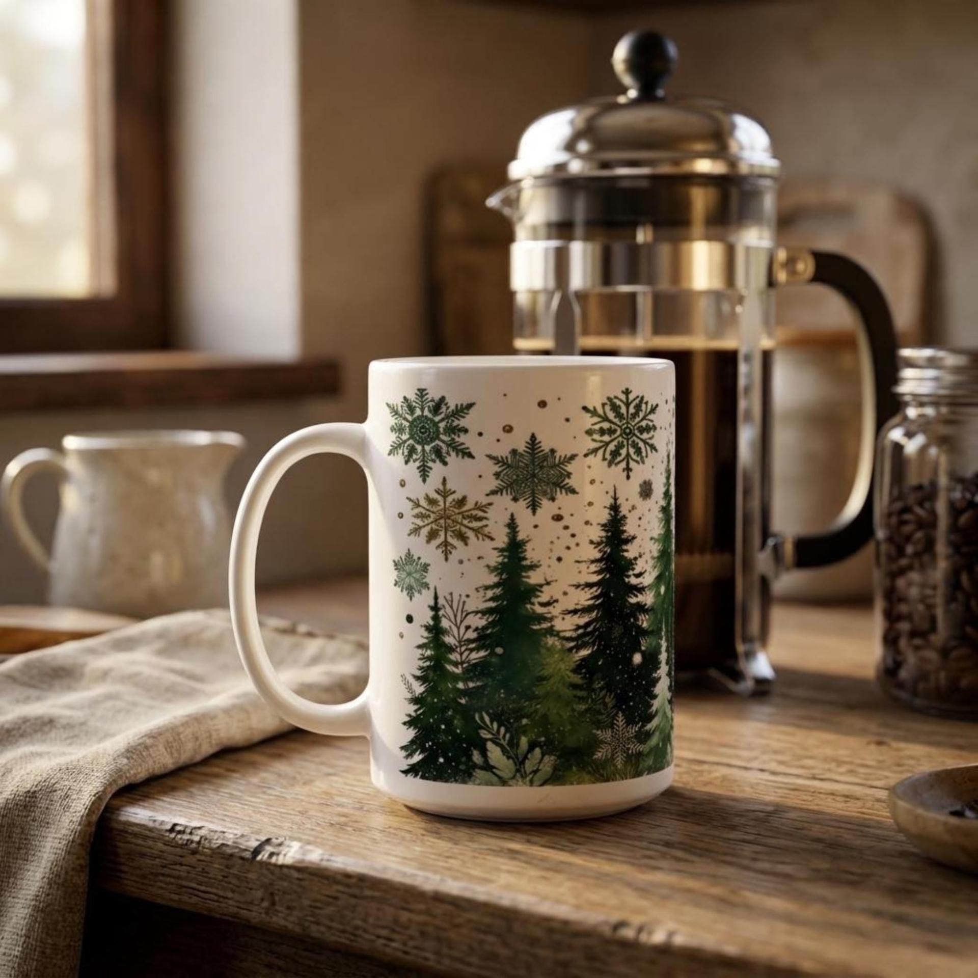 Christmas Mugs Set, Holiday Cup Set - Large and Small Cups