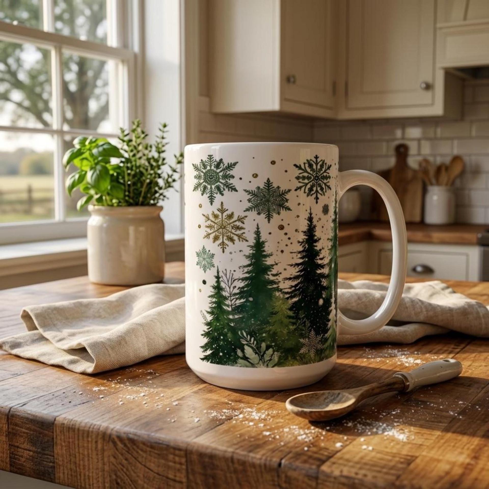 Christmas Mugs Set, Holiday Cup Set - Large and Small Cups