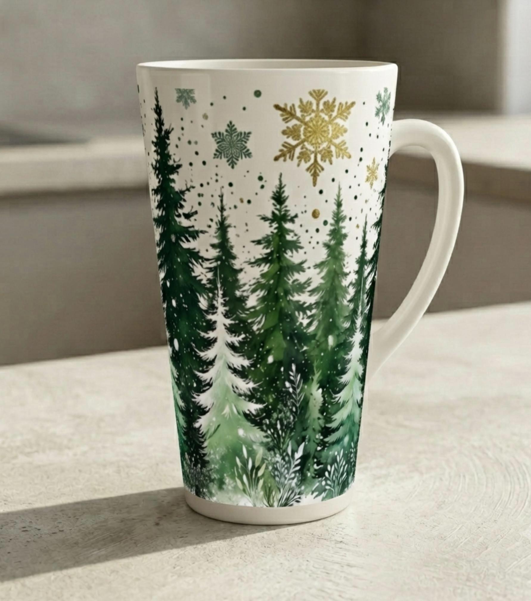 Christmas Mugs, Latte 17oz Ceramic Mug - Coffee or Tea Cup, Extra Tall