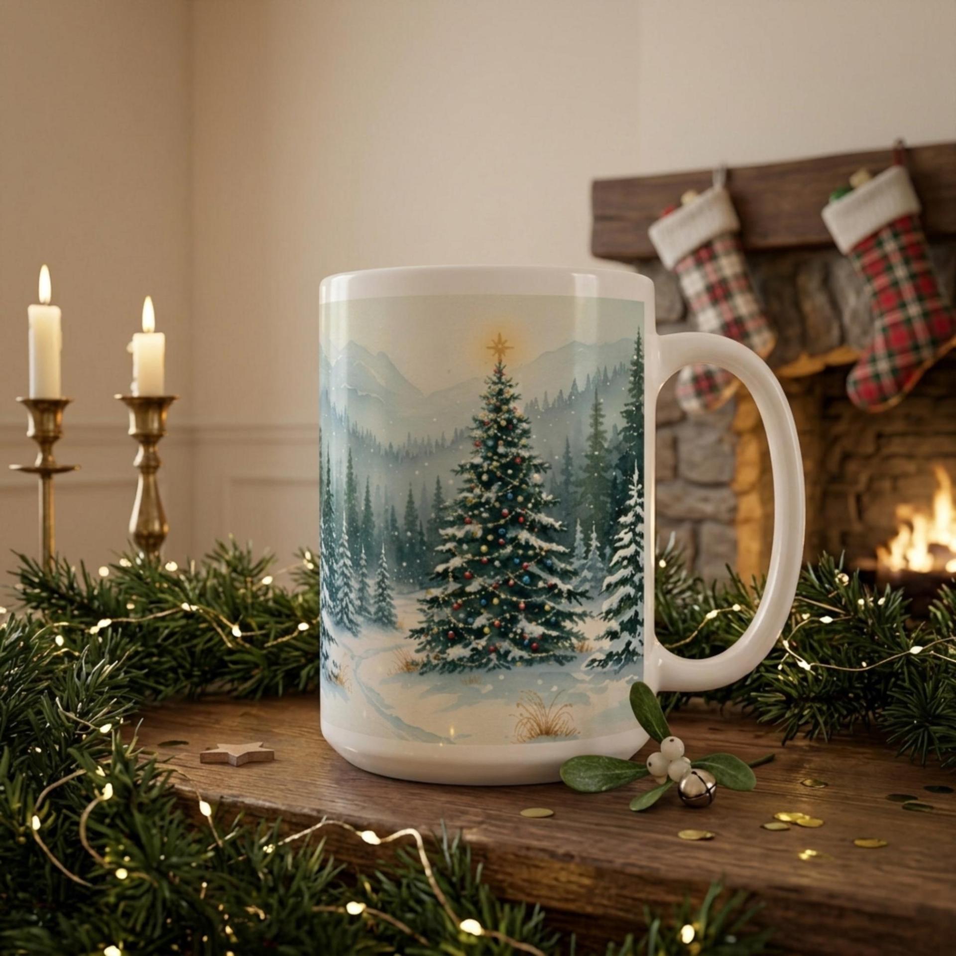 Christmas Mugs Set, Holiday Cup Set - Large and Small Cups