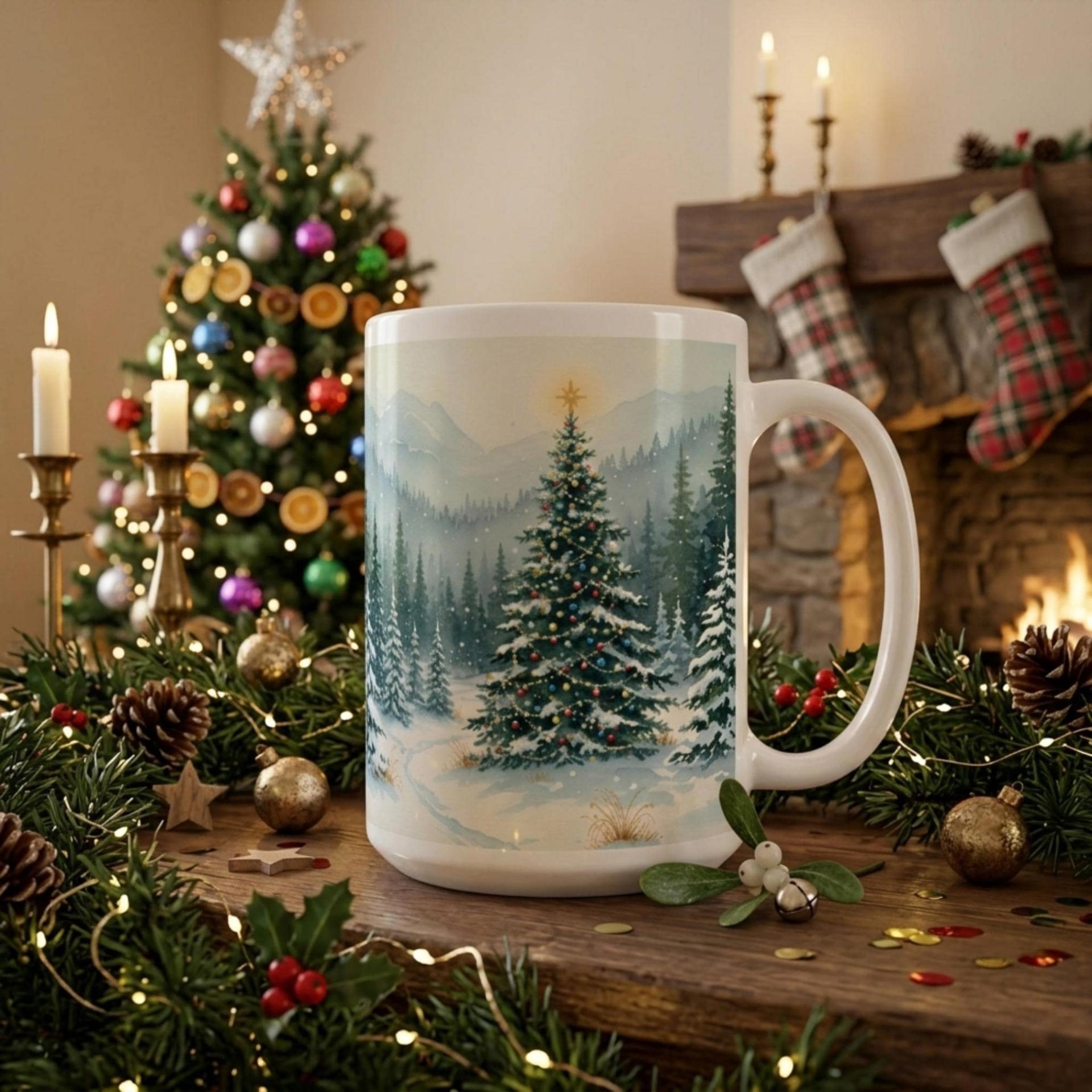 Christmas Mugs Set, Holiday Cup Set - Large and Small Cups